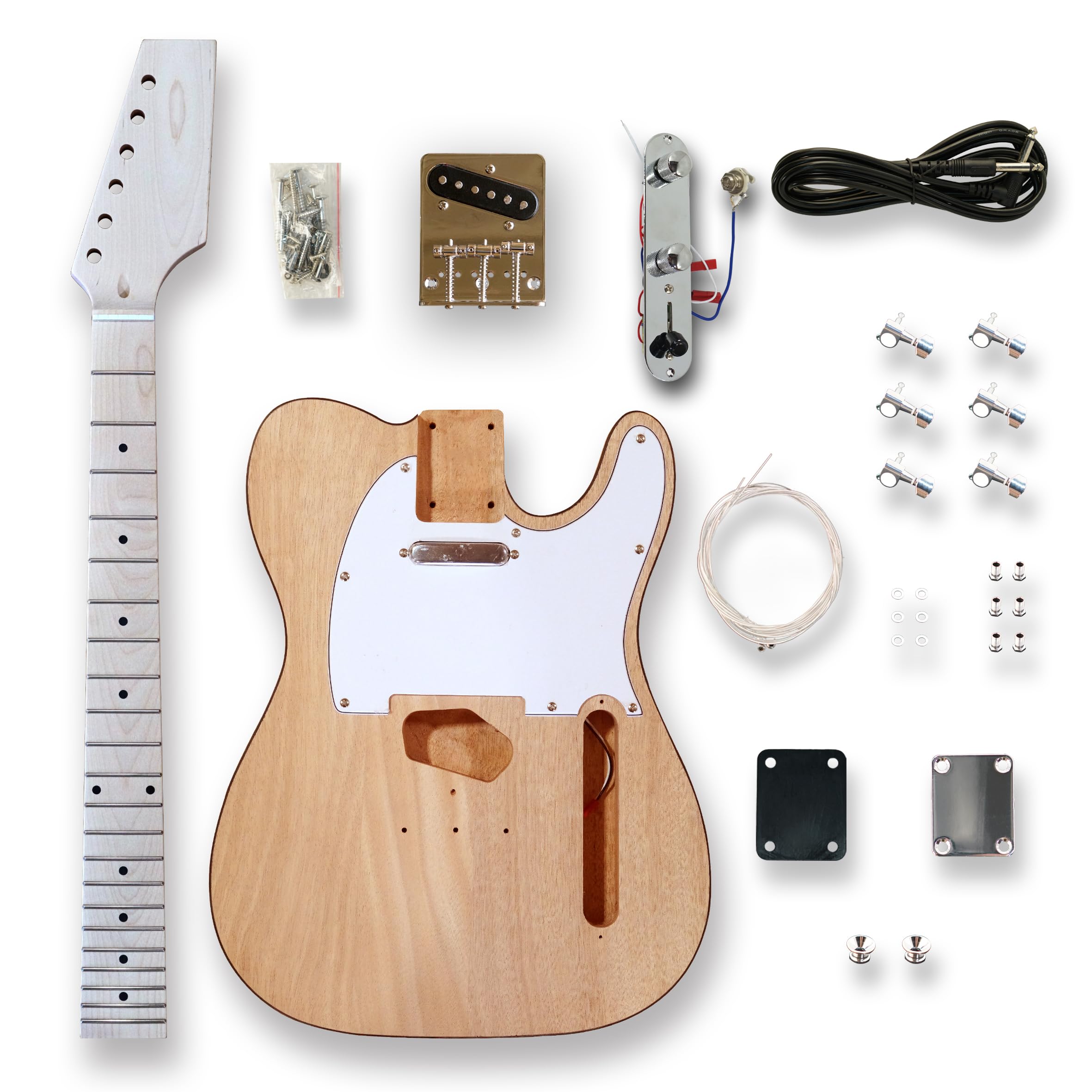 Bexgears Diy Electric Guitar Kits For Tl Style Okoume Wood Body Maple Neck & Maple Fingerboard