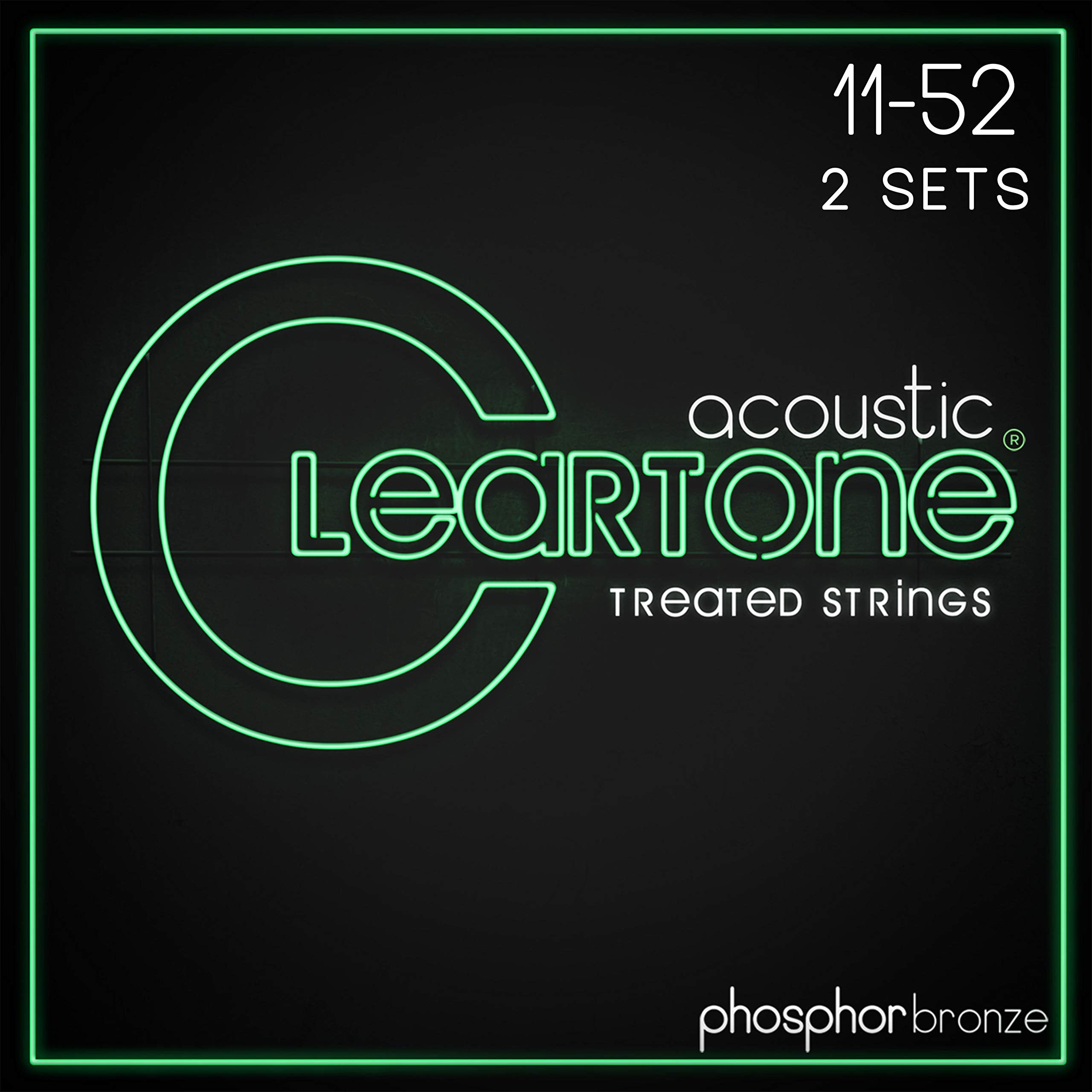 Cleartone Phosphor Bronze Custom Light Acoustic Guitar Strings 11-52 (2-Pack) (11-52)
