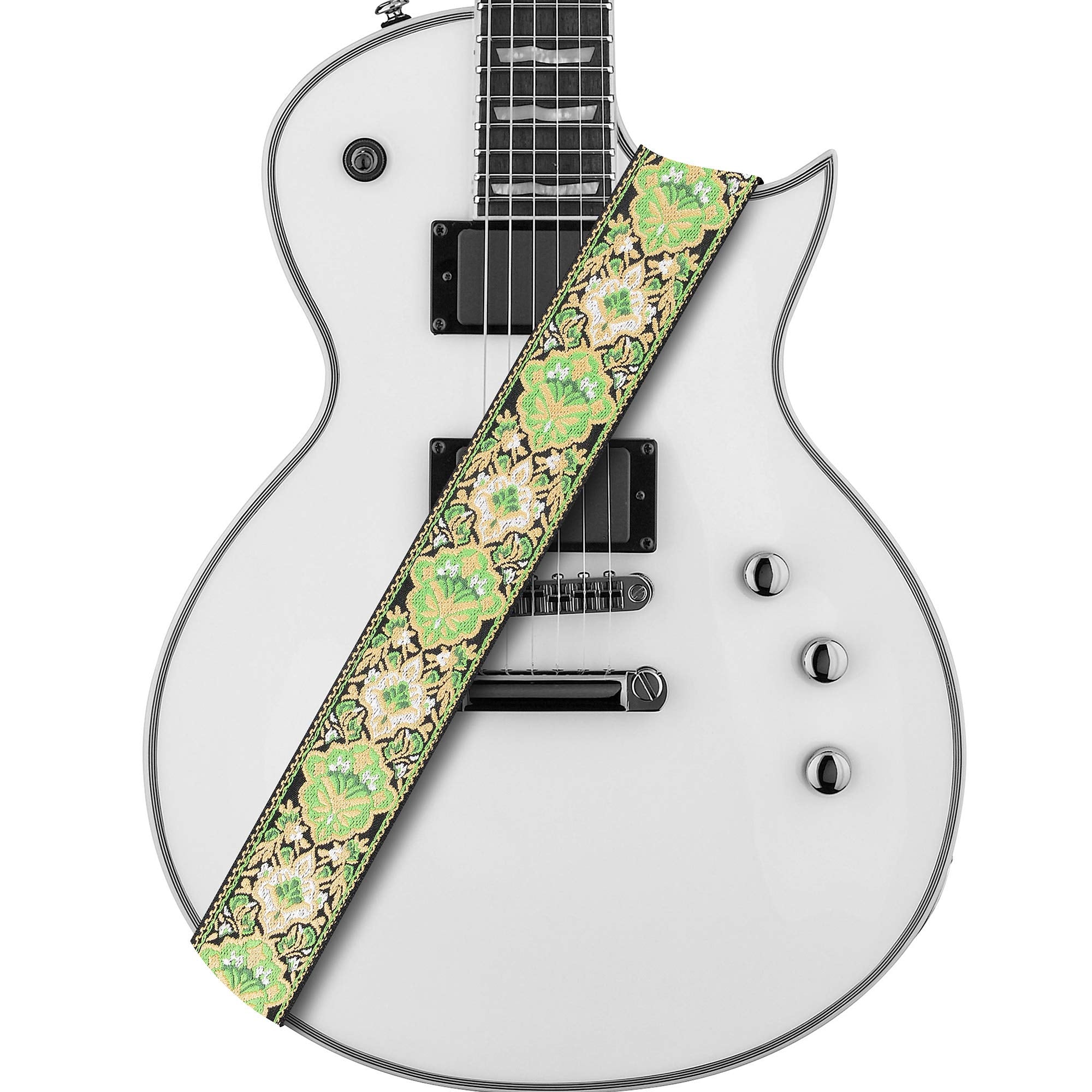 Amumu Guitar Strap Vintage Jacquard For Acoustic, Electric And Bass Guitars -W/Free Button And Blocks