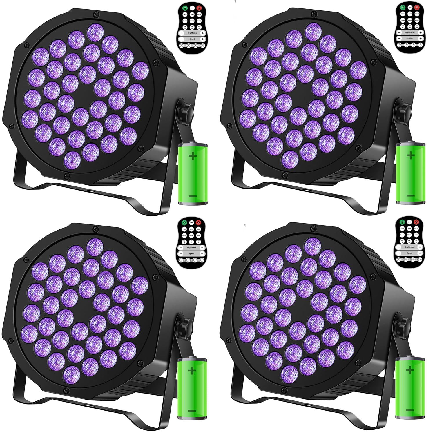 72W Rechargeable Par Lights Black Lights Dj Stage Light 36 Led With Sound Activated 7Ch Dmx Remote Control Dj Uplighting For Wed