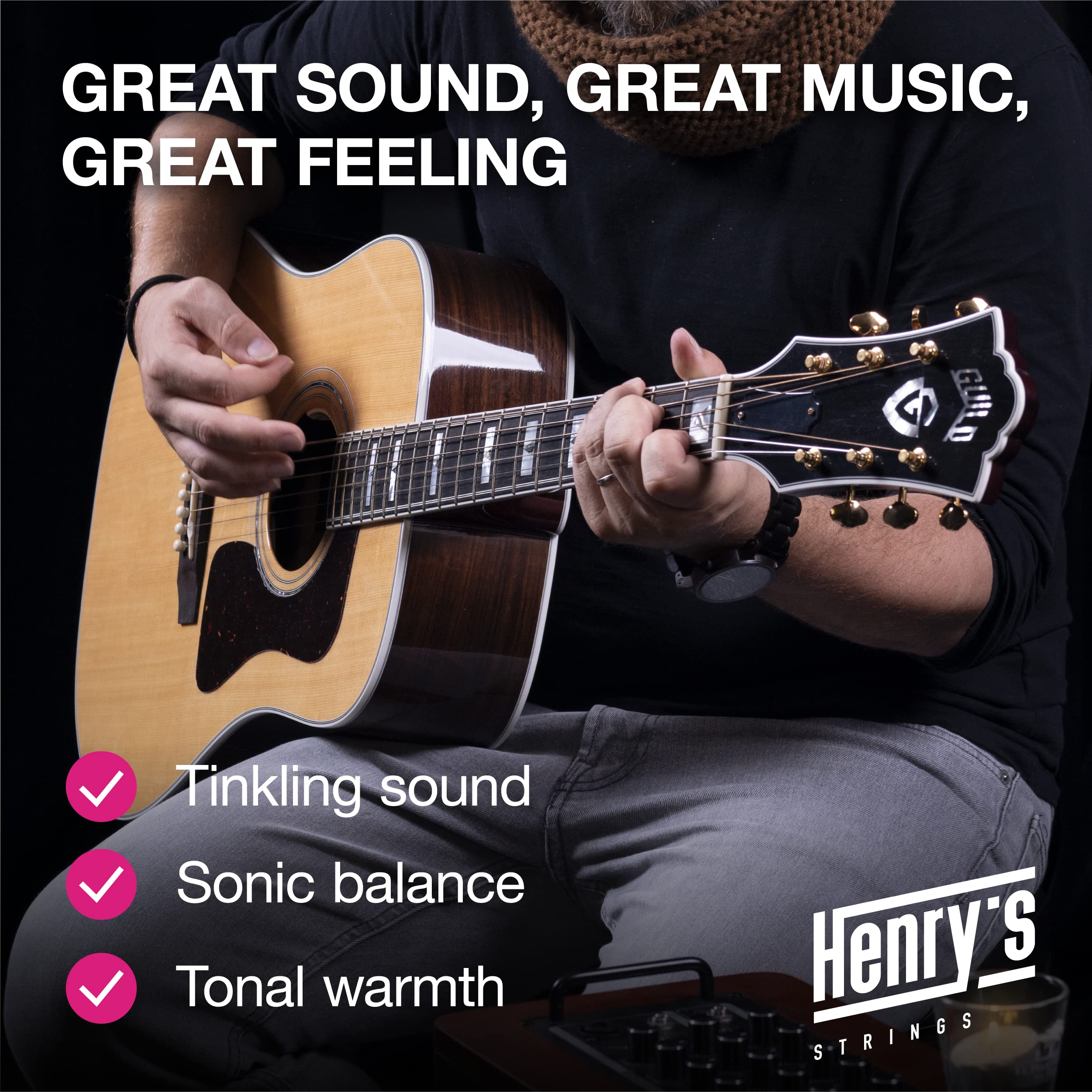 Acoustic Guitar Strings 12-53 - Professional Set - Extra E1 String & 3 Guitar Picks - Acoustic Guitar Strings 6 String Set - Pho