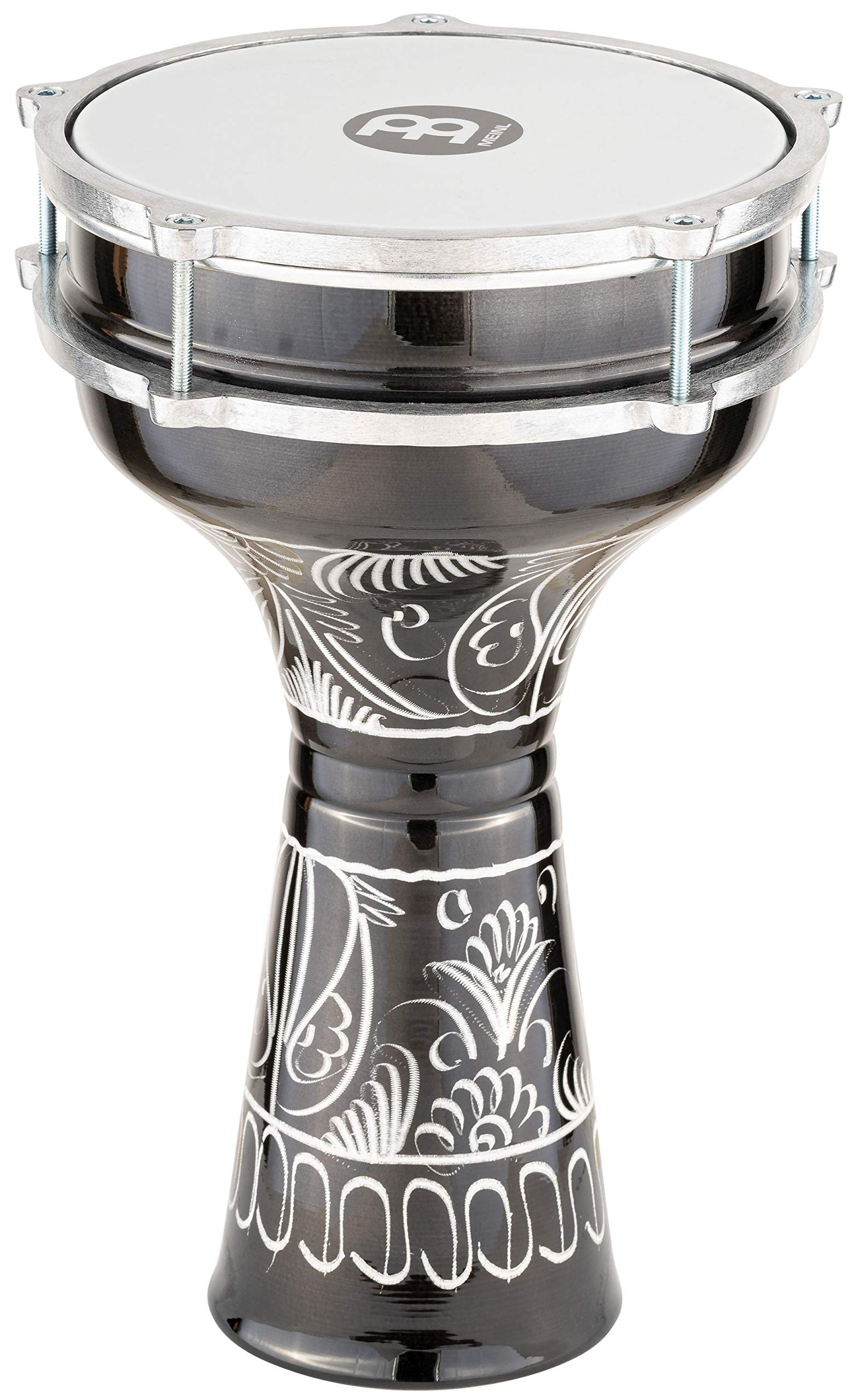 Meinl Percussion Aluminum Darbuka Egyptian Goblet Drum, Hand Engraved - Made in Turkey - Synthetic Head, 2-Year Warranty (HE-124