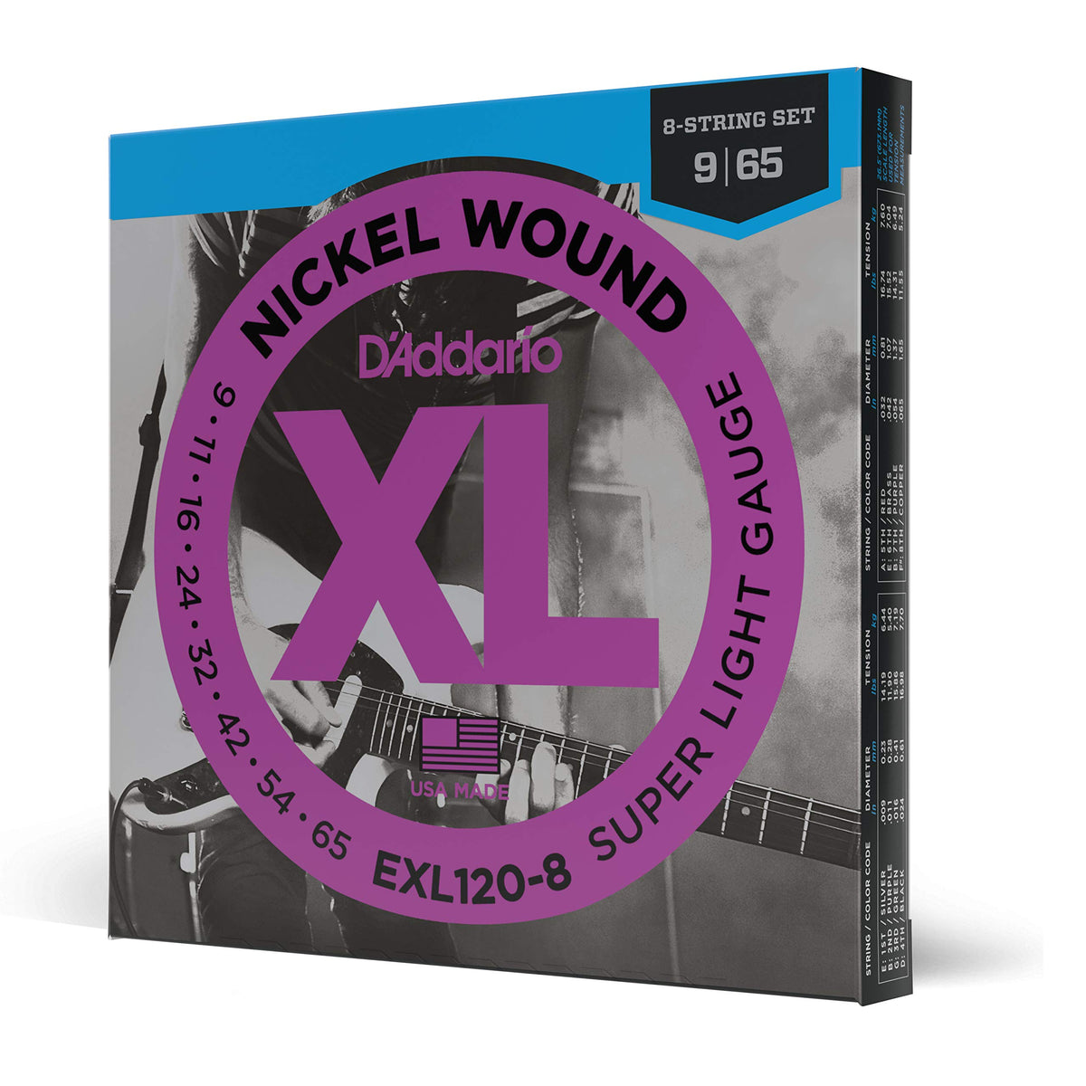Daddario Guitar Strings - Xl Nickel Electric Guitar Strings - Exl120-8 - Perfect Intonation, Consistent Feel, Reliable Durabilit