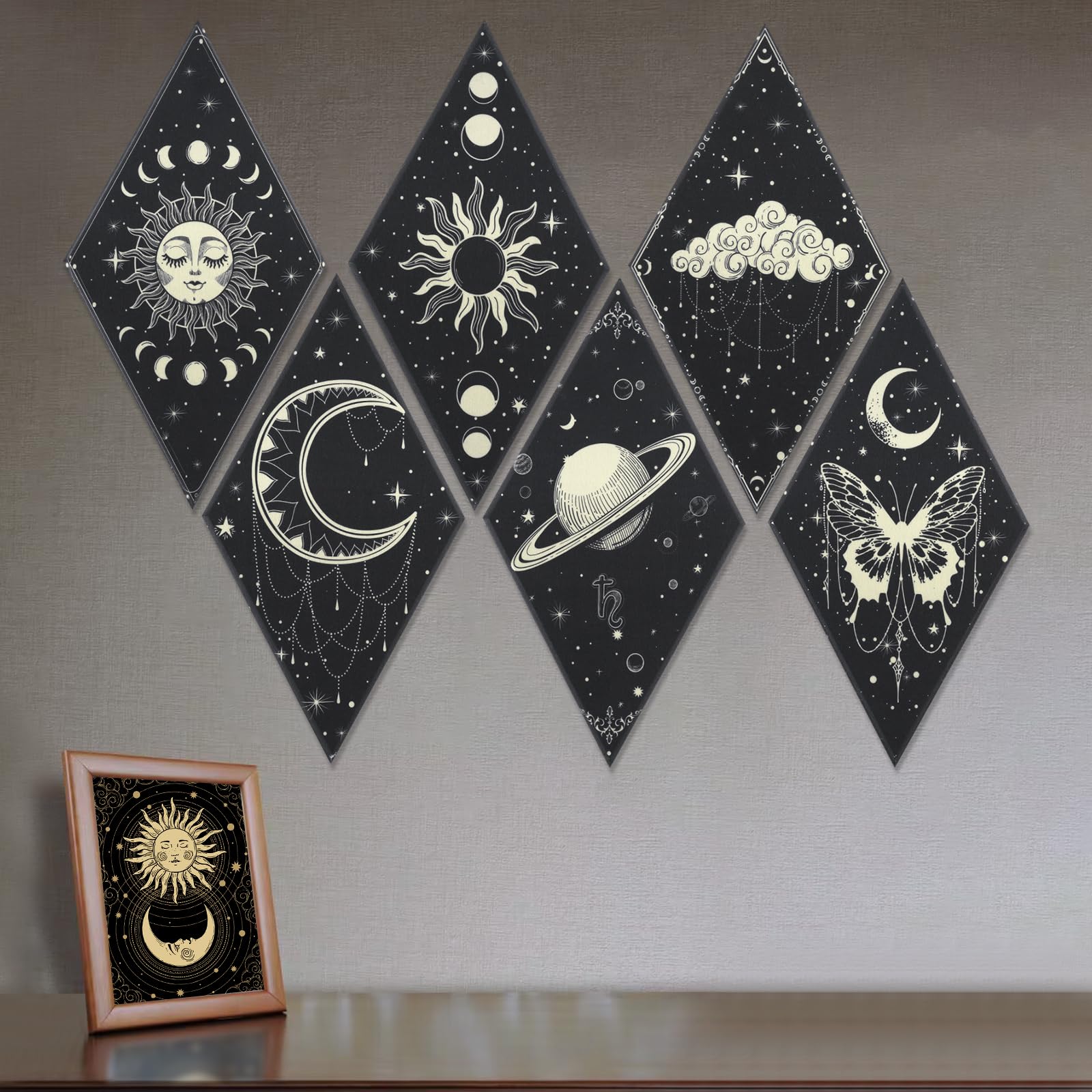 Tutmyrea 6 Pack Art Acoustic Panels Soundproof Wall Panels with Self-Adhesive, 20x12inchs Sound Absorbing Panels Boho Wall Decor