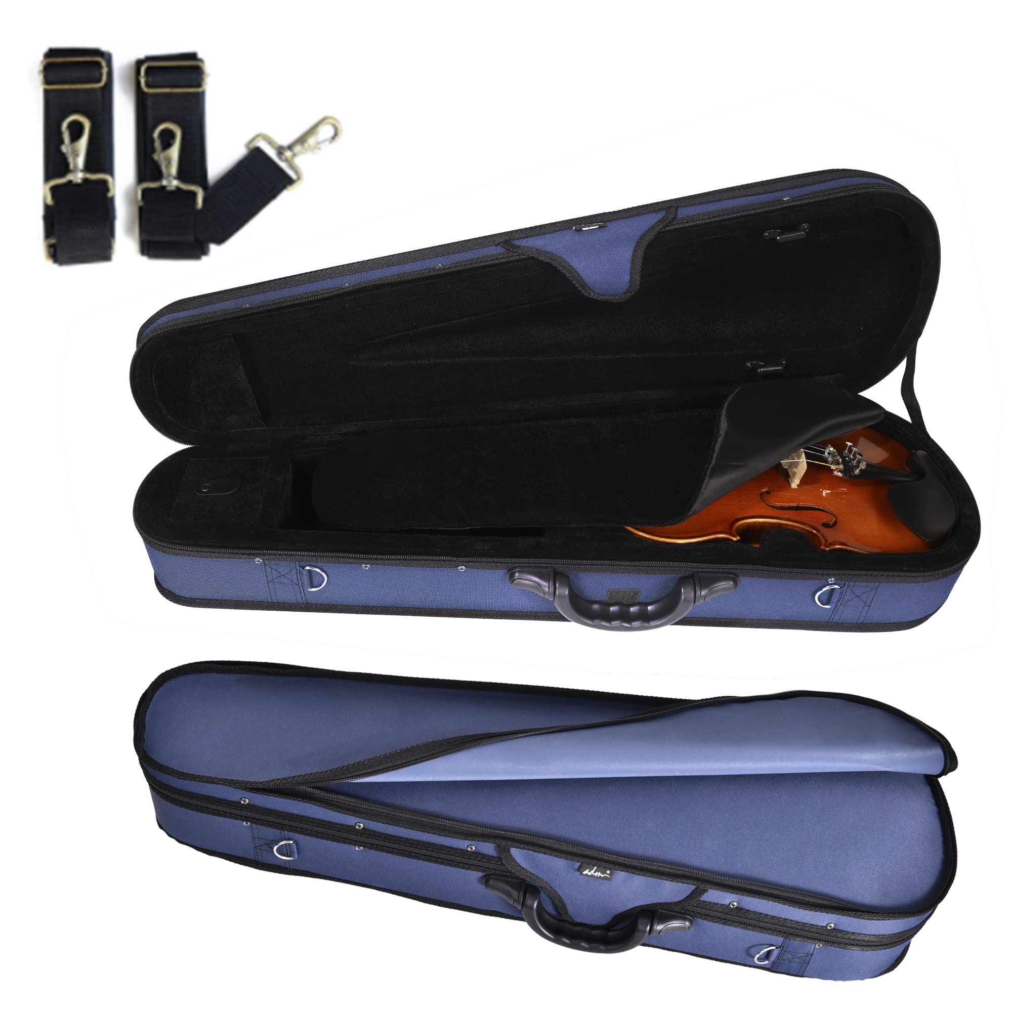 adm 4/4 Full Size Violin Hard Case Basic Professional Triangular Shape Backpack, Super Light Suspension, Blue