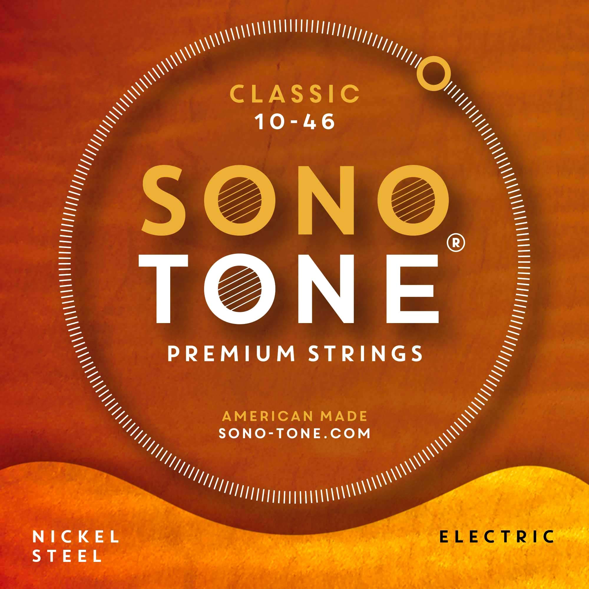 Sonotone Classic, 10-46, Light, Electric Guitar Strings, Custom Nickel Plating, Hand-Wound, Hex Core, Tone Clarity, Punch, Brigh