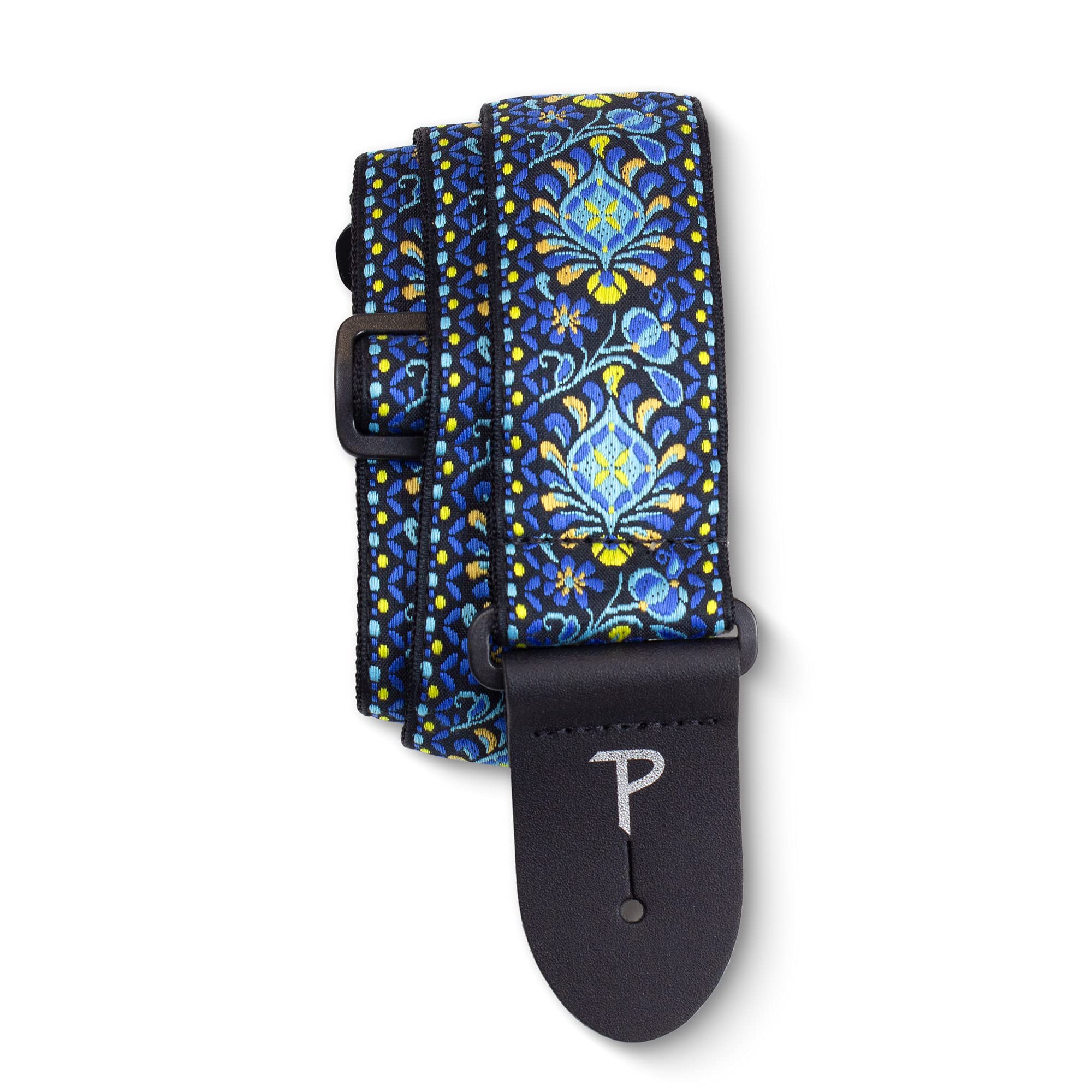 Perri'S Leathers Ltd.- Guitar Strap - Nylon - Jacquard- Blue Lotus - Adjustable - For Acoustic/Bass/Electric Guitars - Made In C