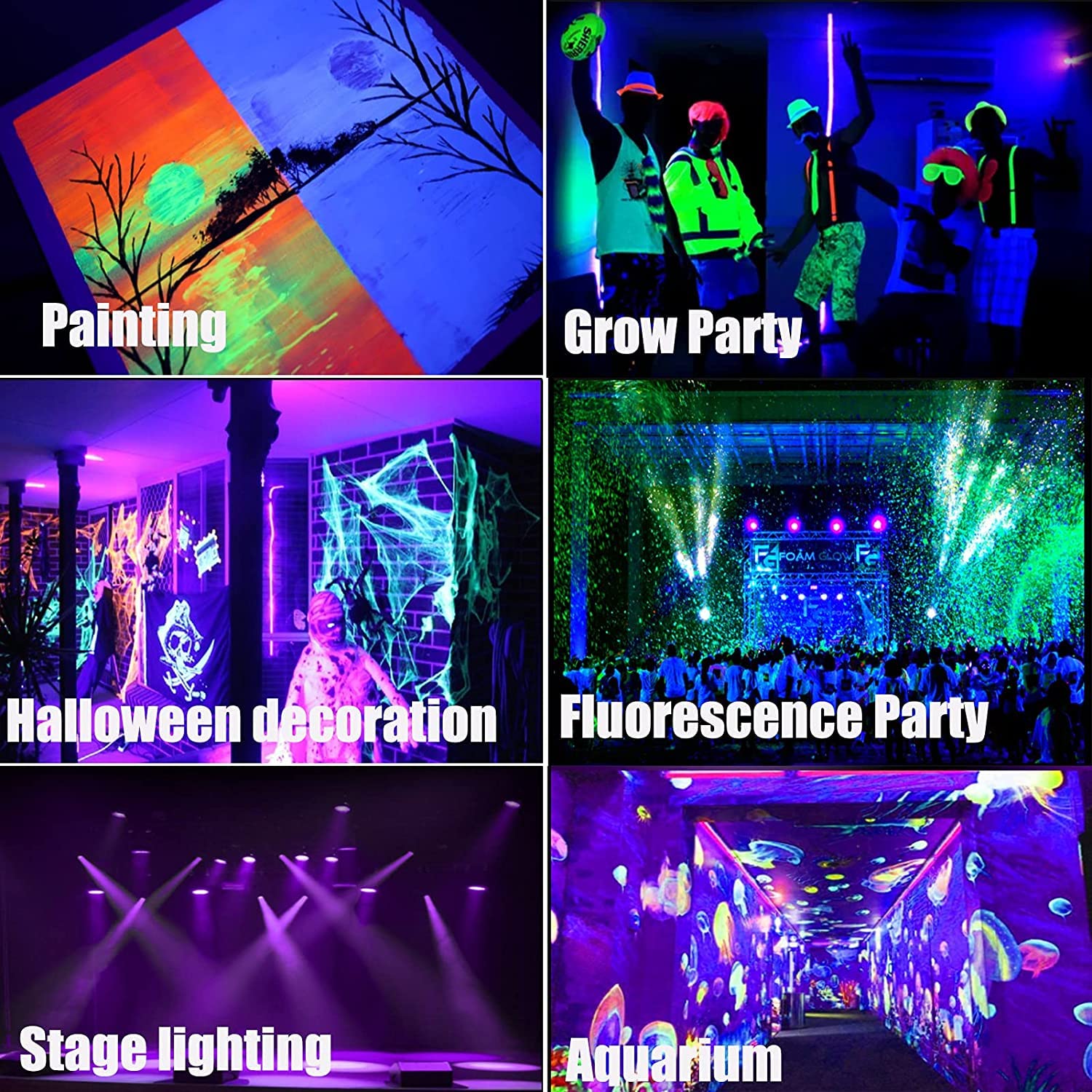 Black Lights UKing 72W UV LED Blacklight Uplights Par Lights Stage Lights by DMX and Remote Control for Disco Stage Lighting We