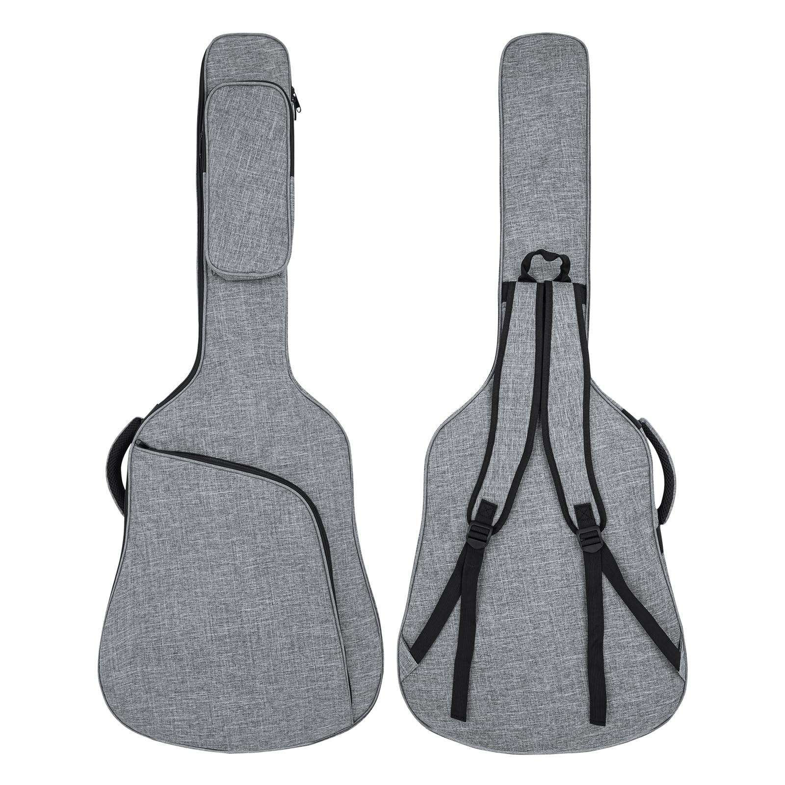 MUZTOP 39 40 41 Inch Guitar Bag Acoustic Guitar Case, Thick Padding Guitar Gig Bag with Comfortable Handle and Pockets (Grey)