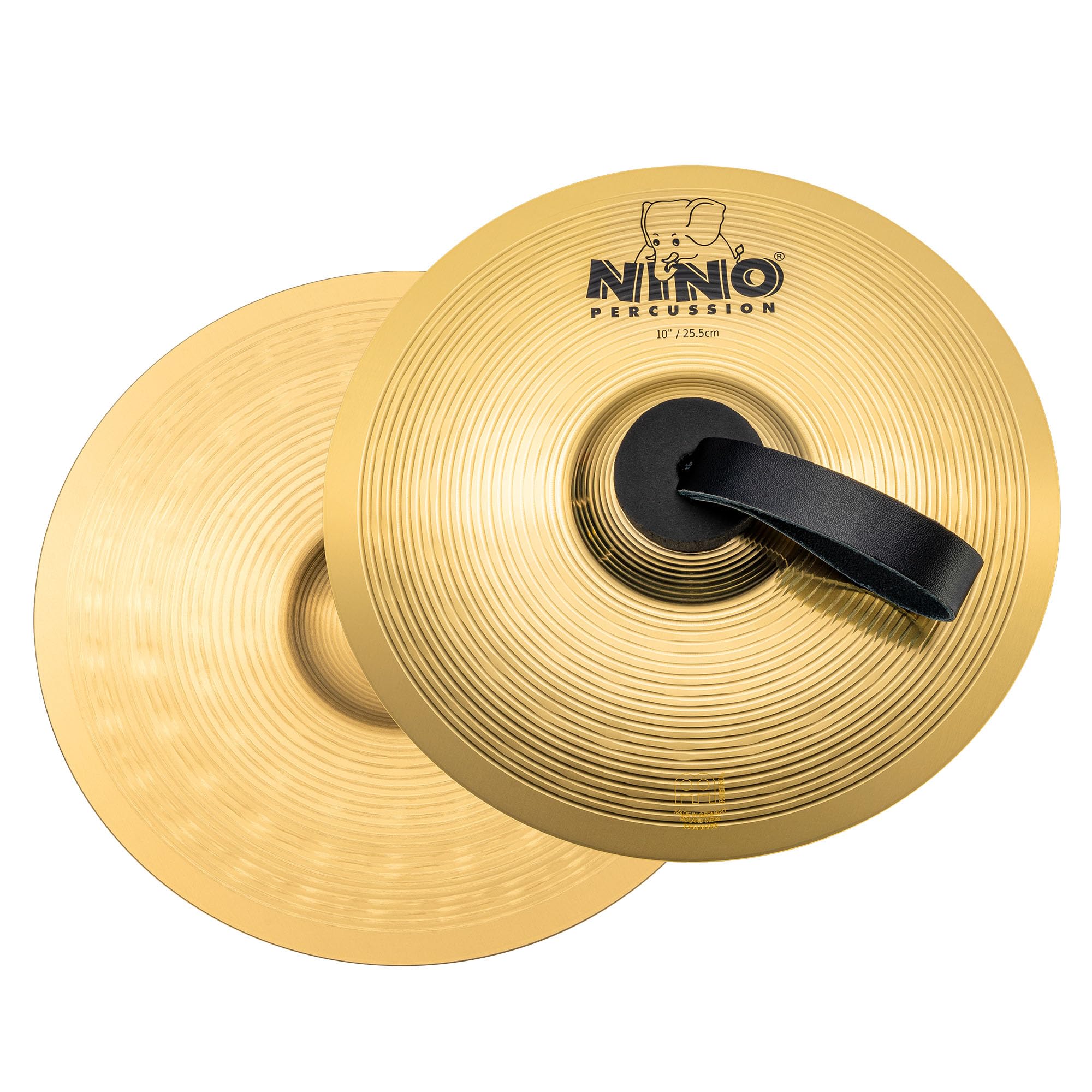 Nino Percussion Brass Cymbals With Straps, Handheld 10 Pair - For Classroom Music, (Nino-Br25)