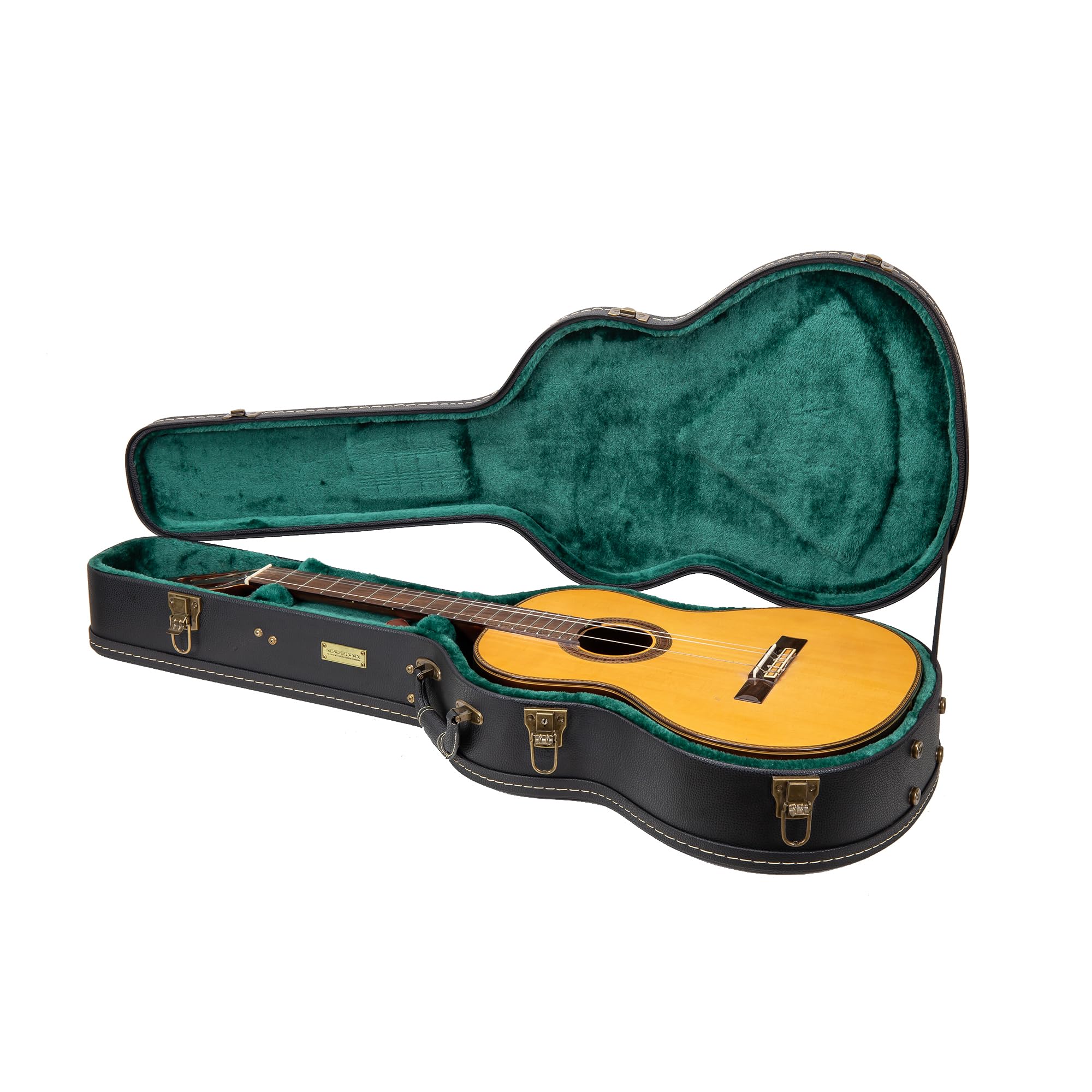 Crossrock Wooden Guitar Case -Fits 4/4 Classical Nylon String Guitars- Vintage Hardware, Sponge Lining, Metal Feet, Storage Spac