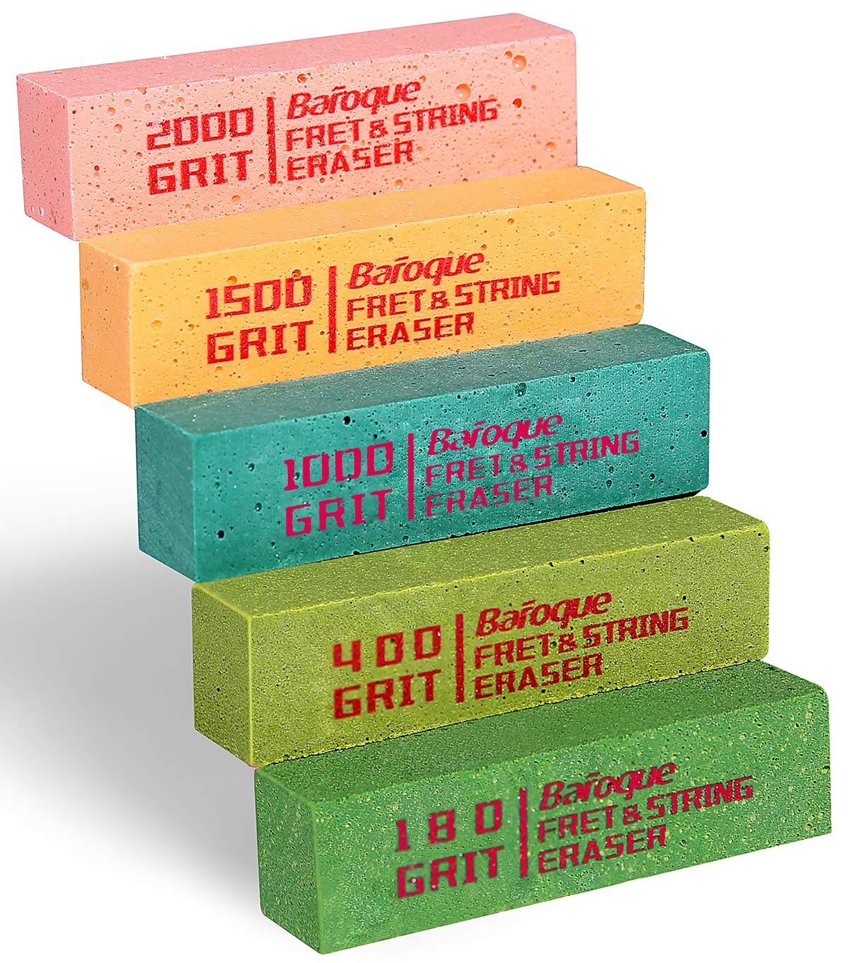 Baroque Fret Erasers For Guitar, Fret Polishing Cleaner, Frets Polish Tools Kit, Clean Fret Wirestringmetal, Set Of 5 (180& 400&