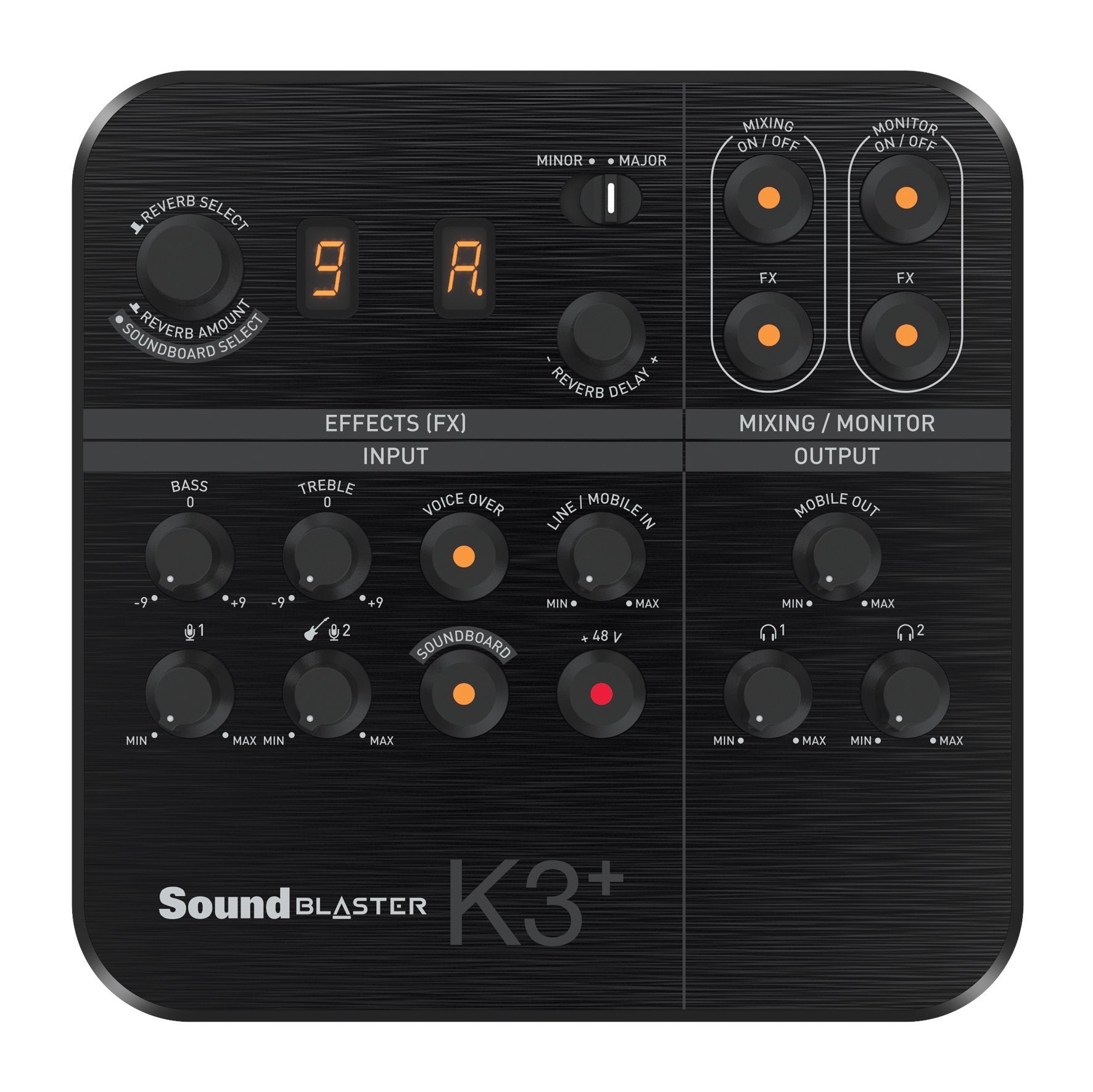 Creative Sound Blaster K3+ USB Powered 2 Channel Digital Mixer AMP/DAC/, Digital Effects XLR Inputs with Phantom Power / TRS / Z