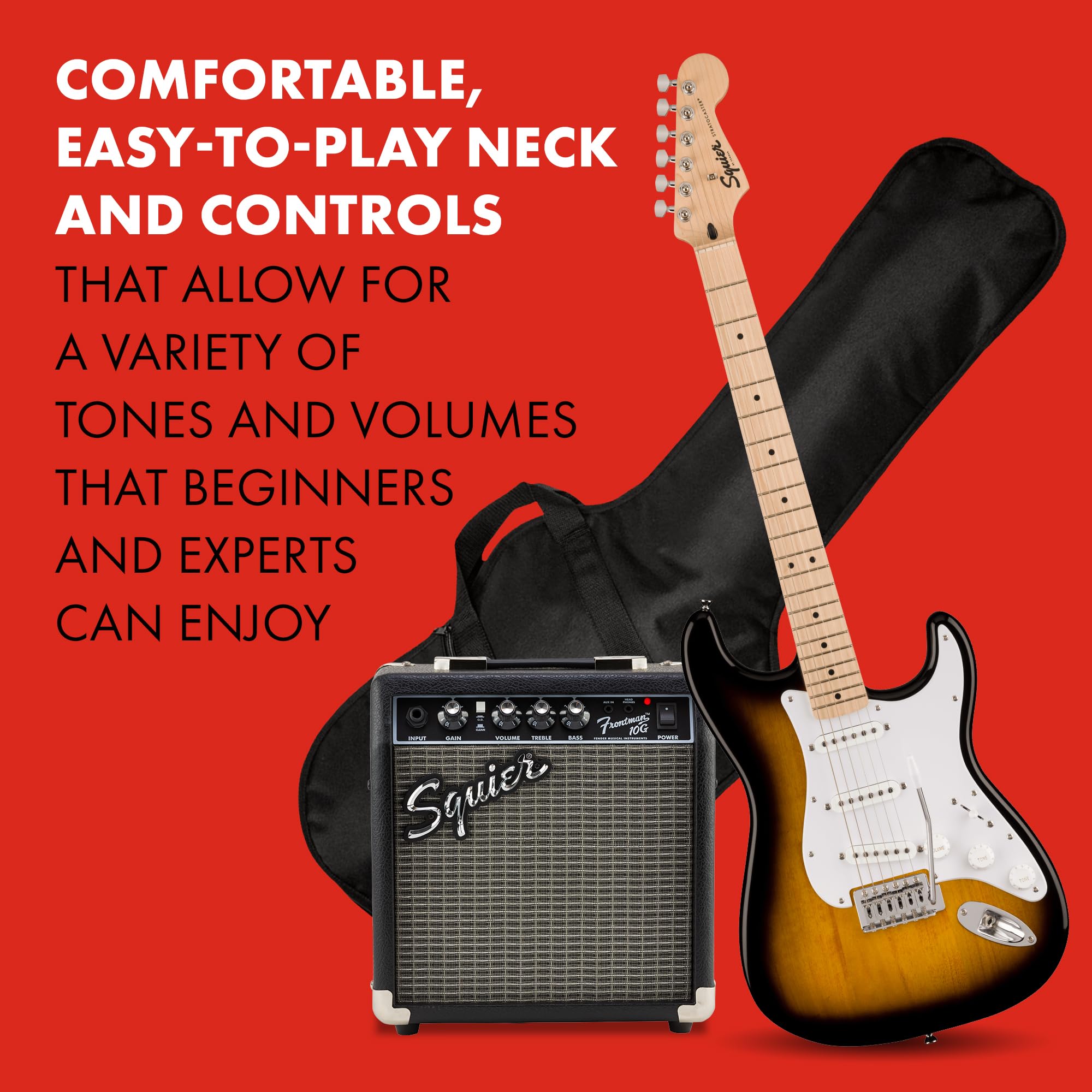 Squier Sonic Series Stratocaster Pack - 2-color Sunburst