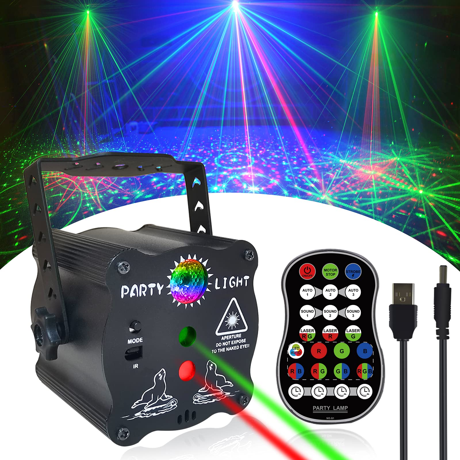 Party Lights, Mini Disco Ball Dj Light With Remote Control Stage, Portable Sound Activated Led Strobe Lamp For Indoor/Outdoor Pa