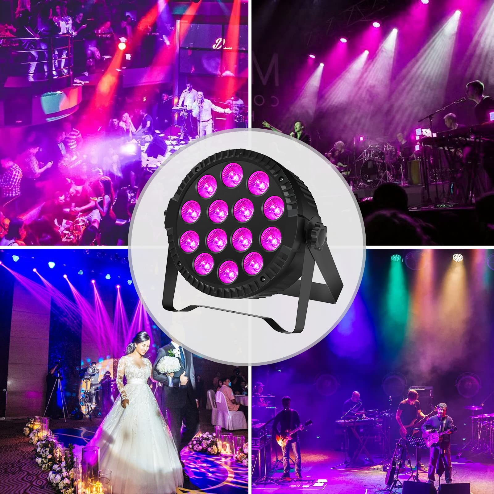 UKing Stage Lights, 8 Pack LED Par Lights RGBW DJ Stage Lighting 14x6W Uplights for Events by Sound Activated and DMX Control f