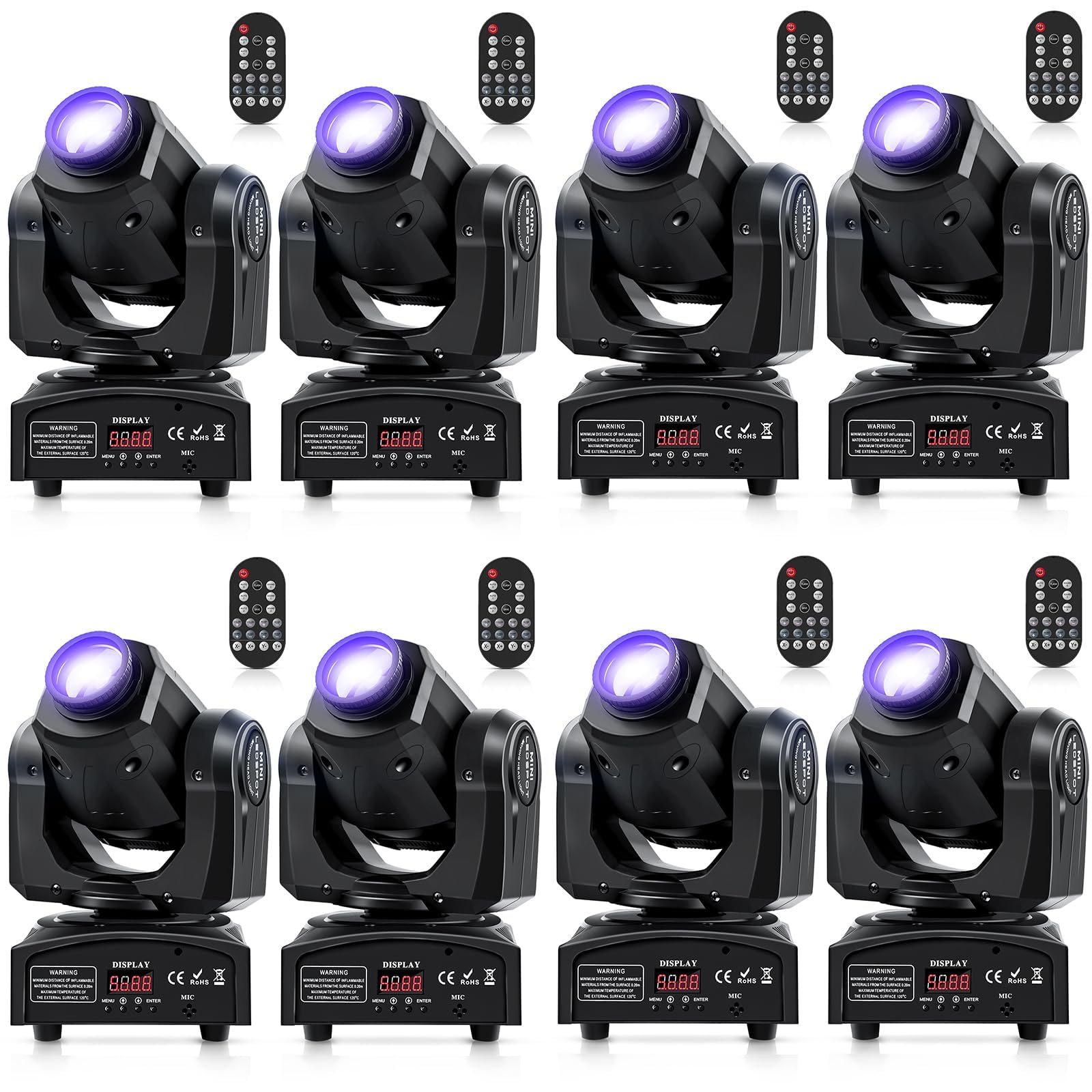 8Pcs 60W Led Moving Head Light Stage Lights With Remote Control 8 Gobo 8 Pattern Spotlight By Dmx Controlled 11 Channel With Sou