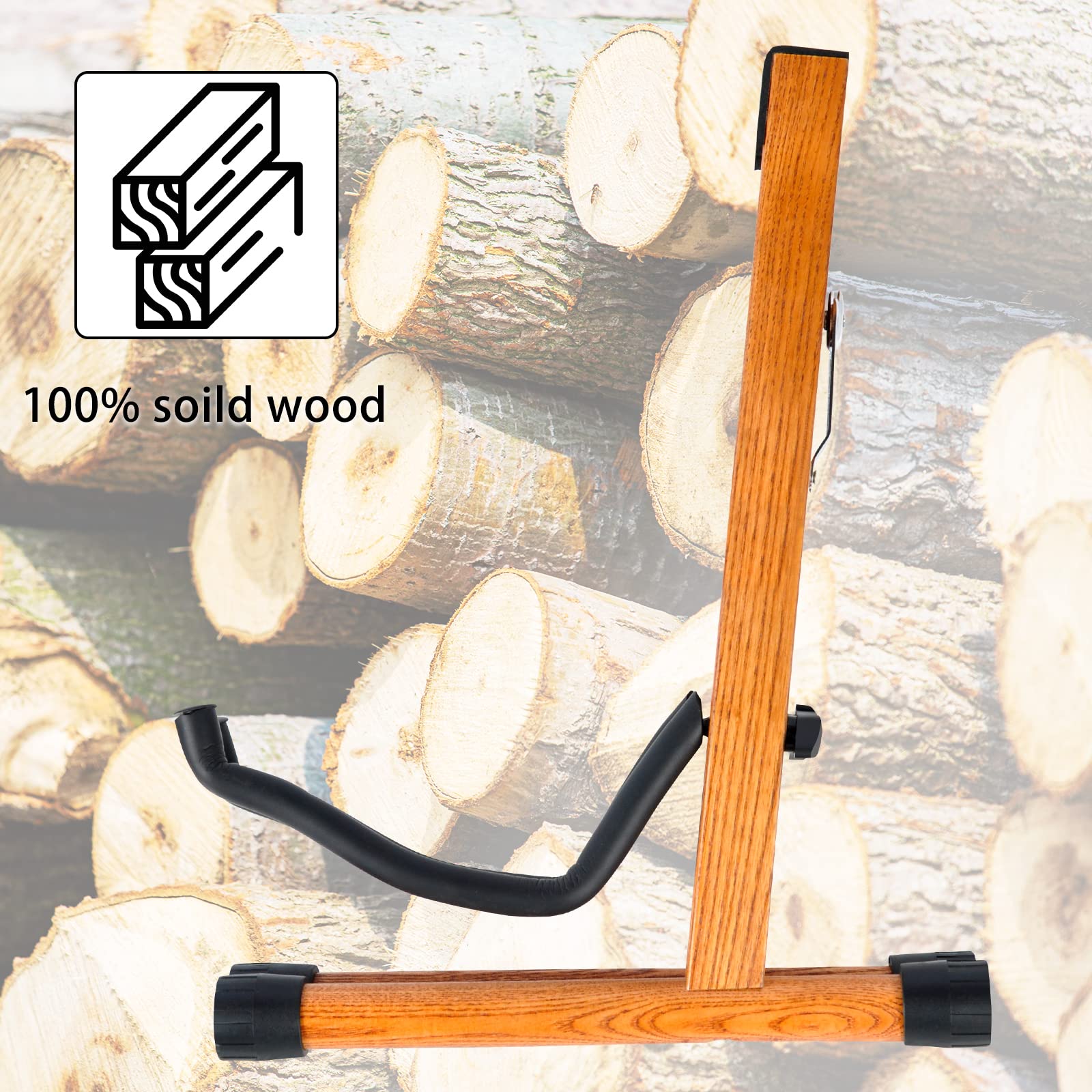 VANPHY Adjustable Beech Wood Guitar Stand Folding Electric Acoustic Guitar Stand Floor Bass Stand Wooden with Padded Classical b