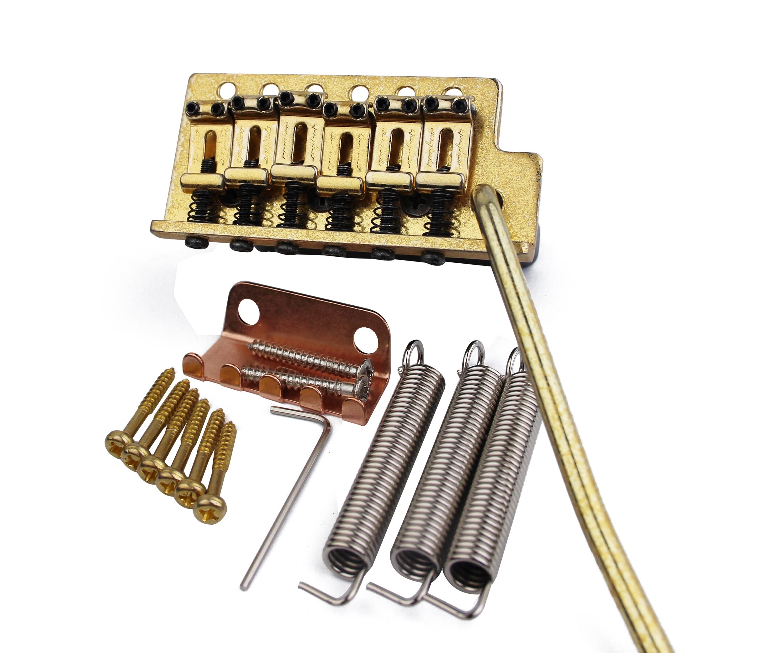 Guyker Tremolo Bridge Vintage Bent Steel Saddles Compatible With Start St Electric Guitar (Gk-1004, Gold Old)