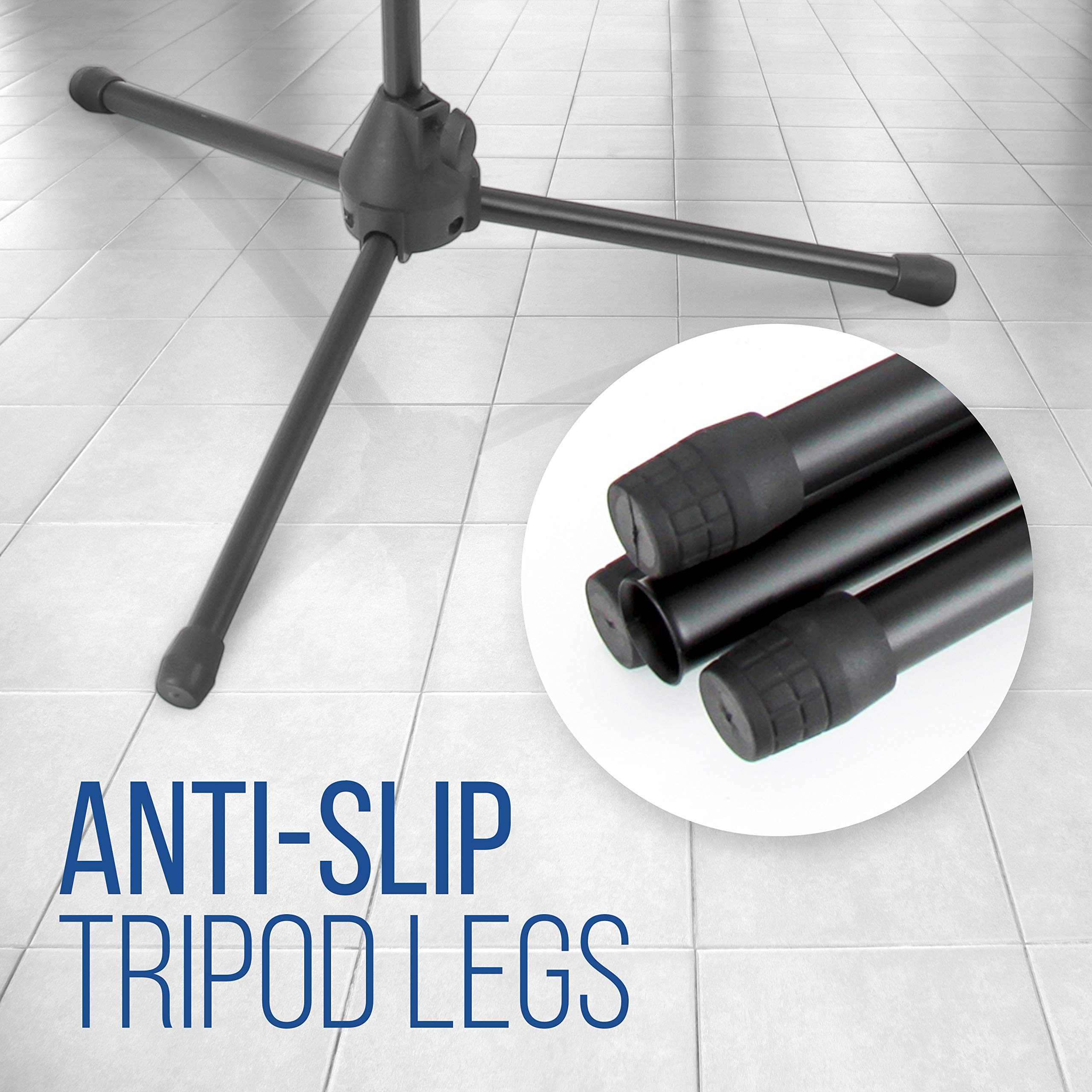 Pyle Foldable Tripod Microphone Stand - Universal Mic Mount and Height Adjustable from 37.5'' to 65.0'' Inch High w/ Extending T