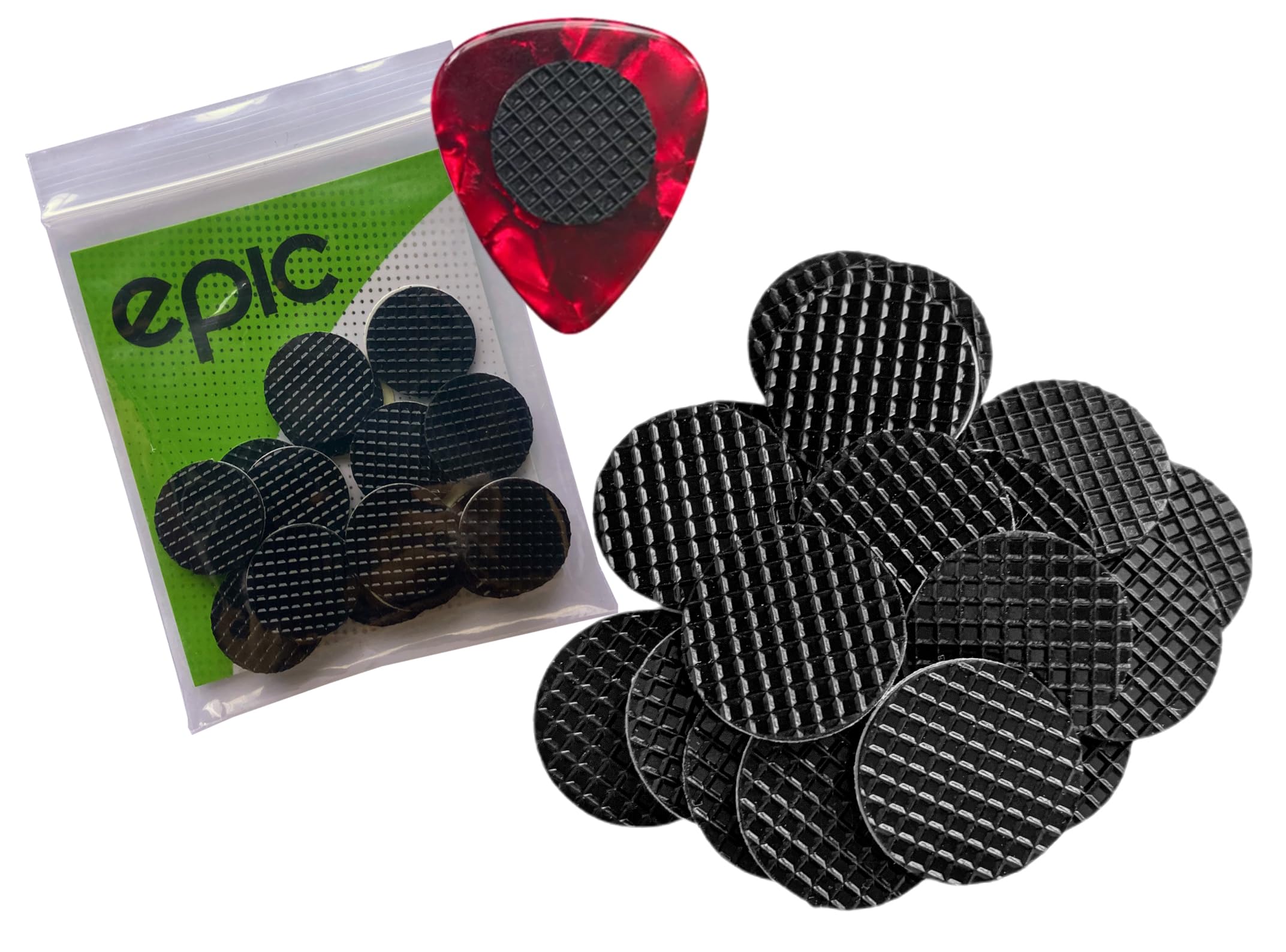 Epic Accessories 20-Pack Grips For Guitar Picks Stop Dropping Your Guitar Picks While Playing Non-Sticky Stays In Your Hand Epic