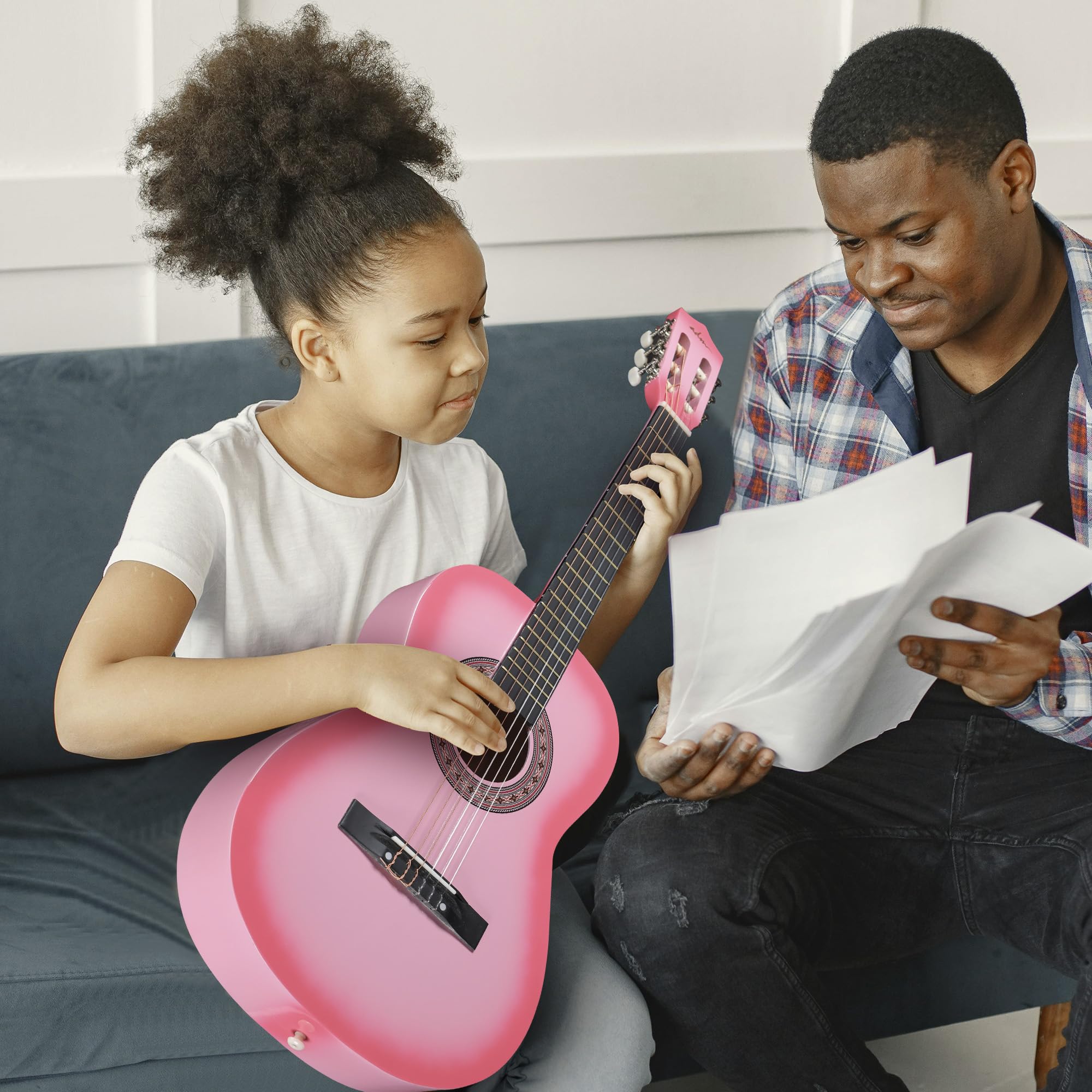 ADM Beginner Acoustic Classical Guitar 36 Inch Nylon Strings Wooden Guitar Bundle Kit for Kid Boy Girl Student Youth Guitarra On