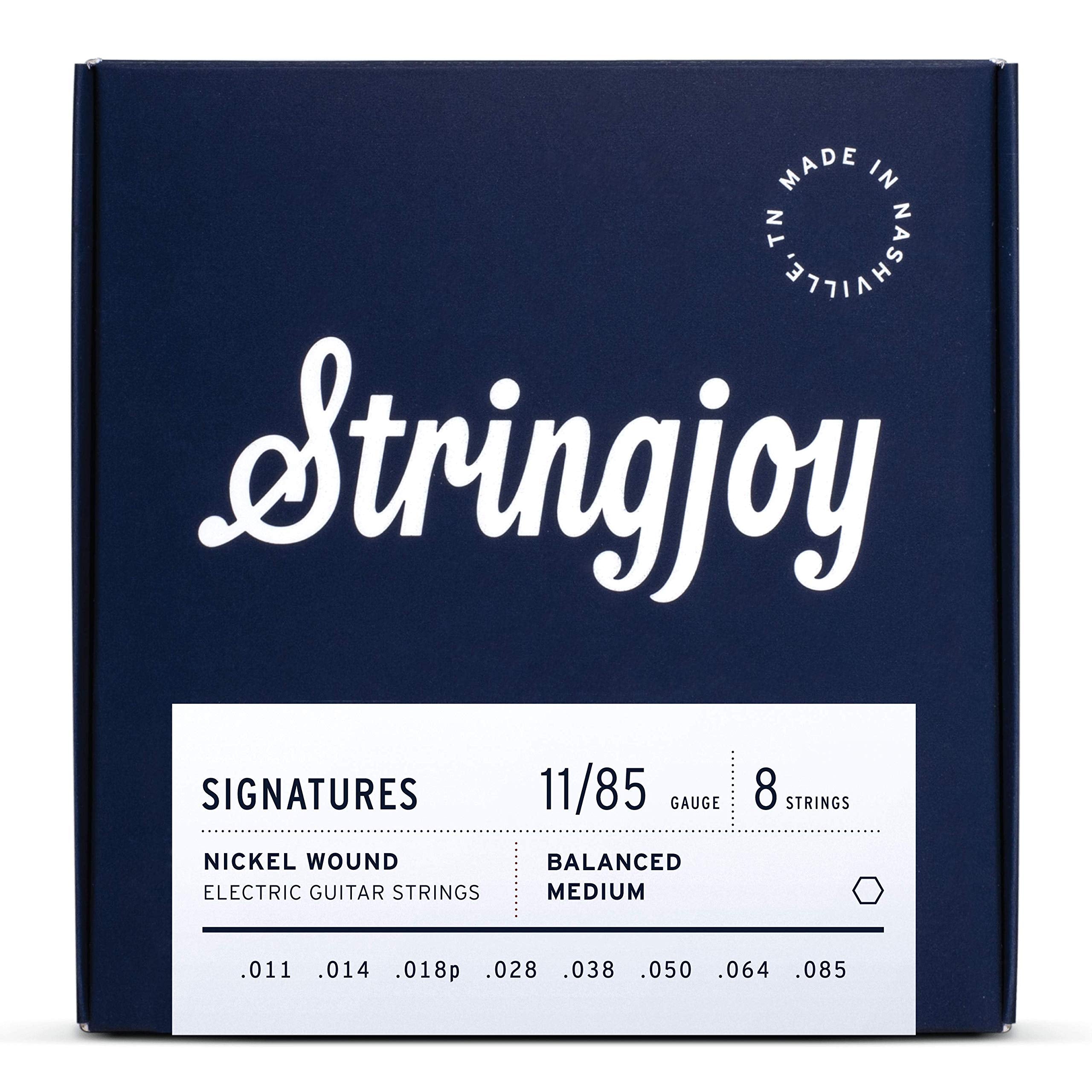 Stringjoy Bal118 8 String Signature Nickel Electric Guitar Strings (Balanced Medium Gauge, 11-85)