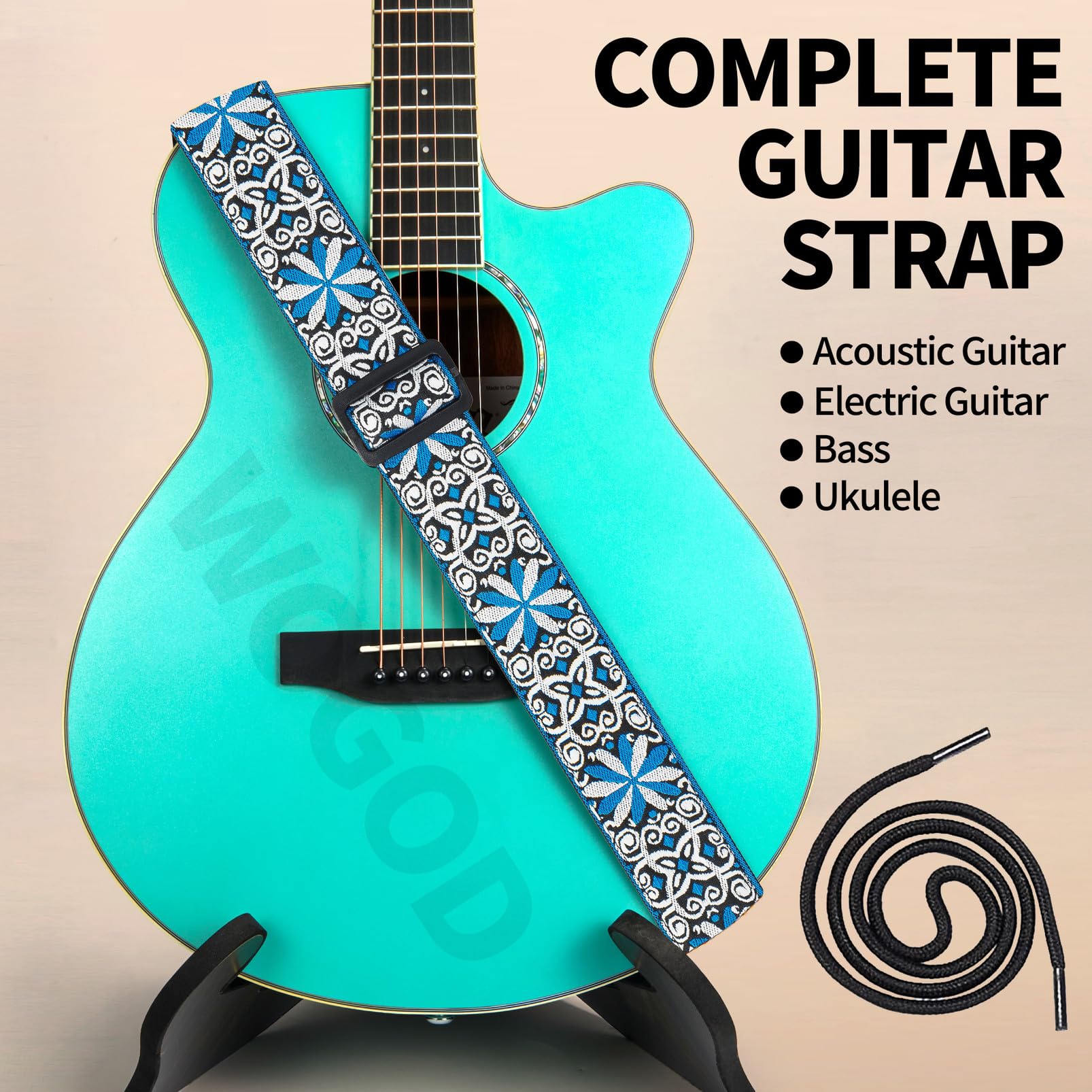 Guitar Strap (White Jacquard)