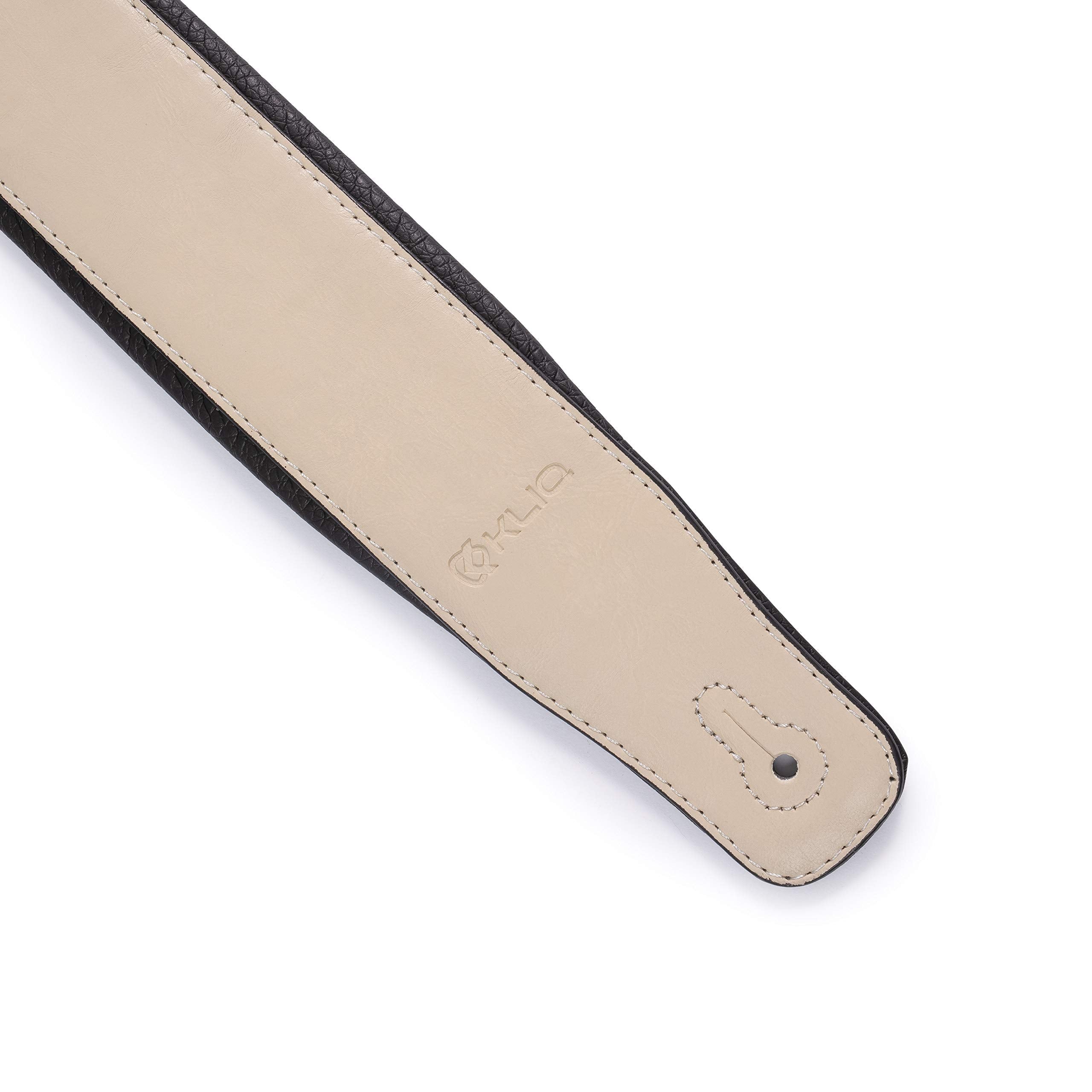 KLIQ Premium Padded Leather Guitar Strap for Bass & Electric Guitar with 3'' Wide Pad and Adjustable Length from 41'' to 54'', C