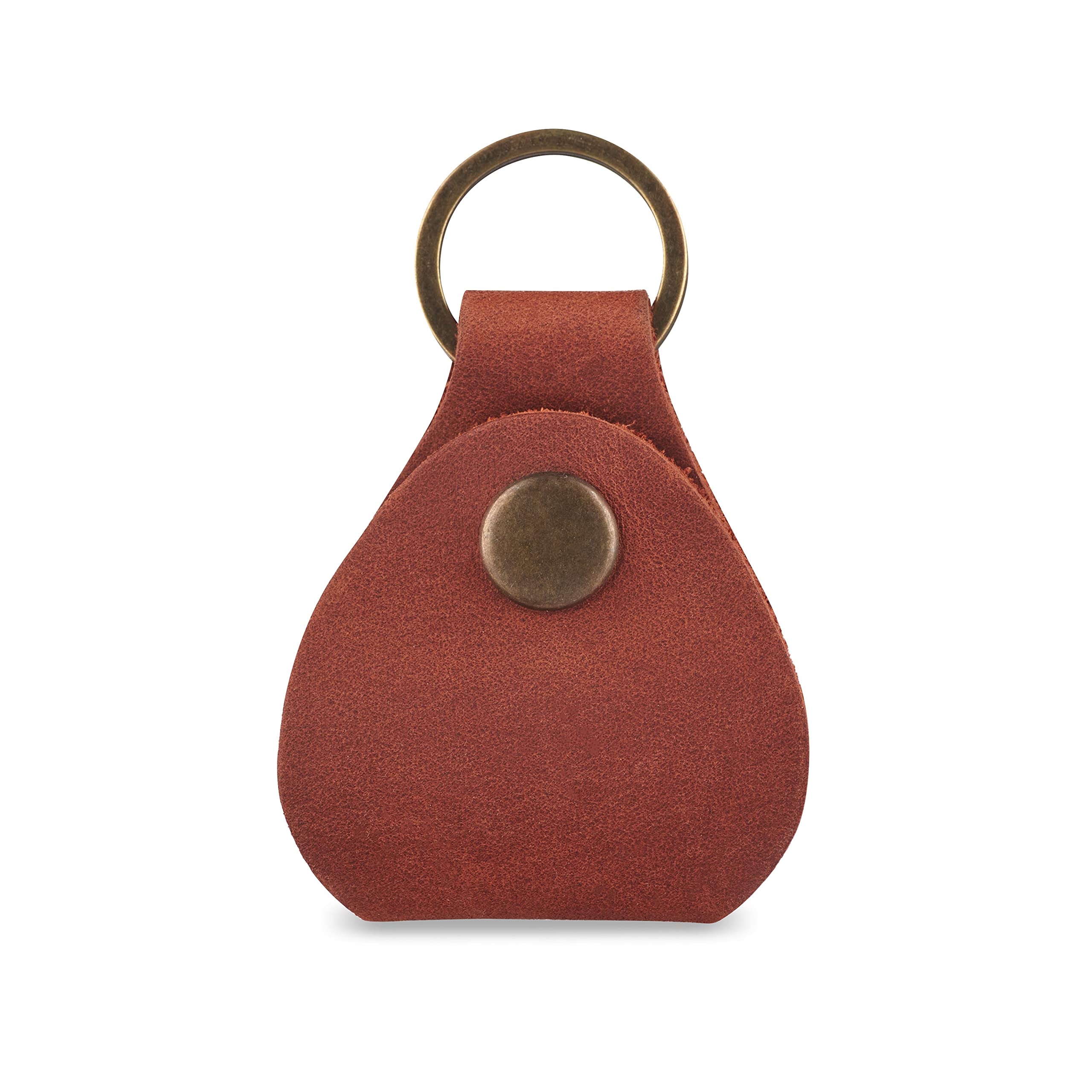 Leather Guitar Pick Holder Keychain, Guitar Pick Holder Case Bag, Plectrum Key Fob Cases Bag, Gift for Guitar Players (Cognac)