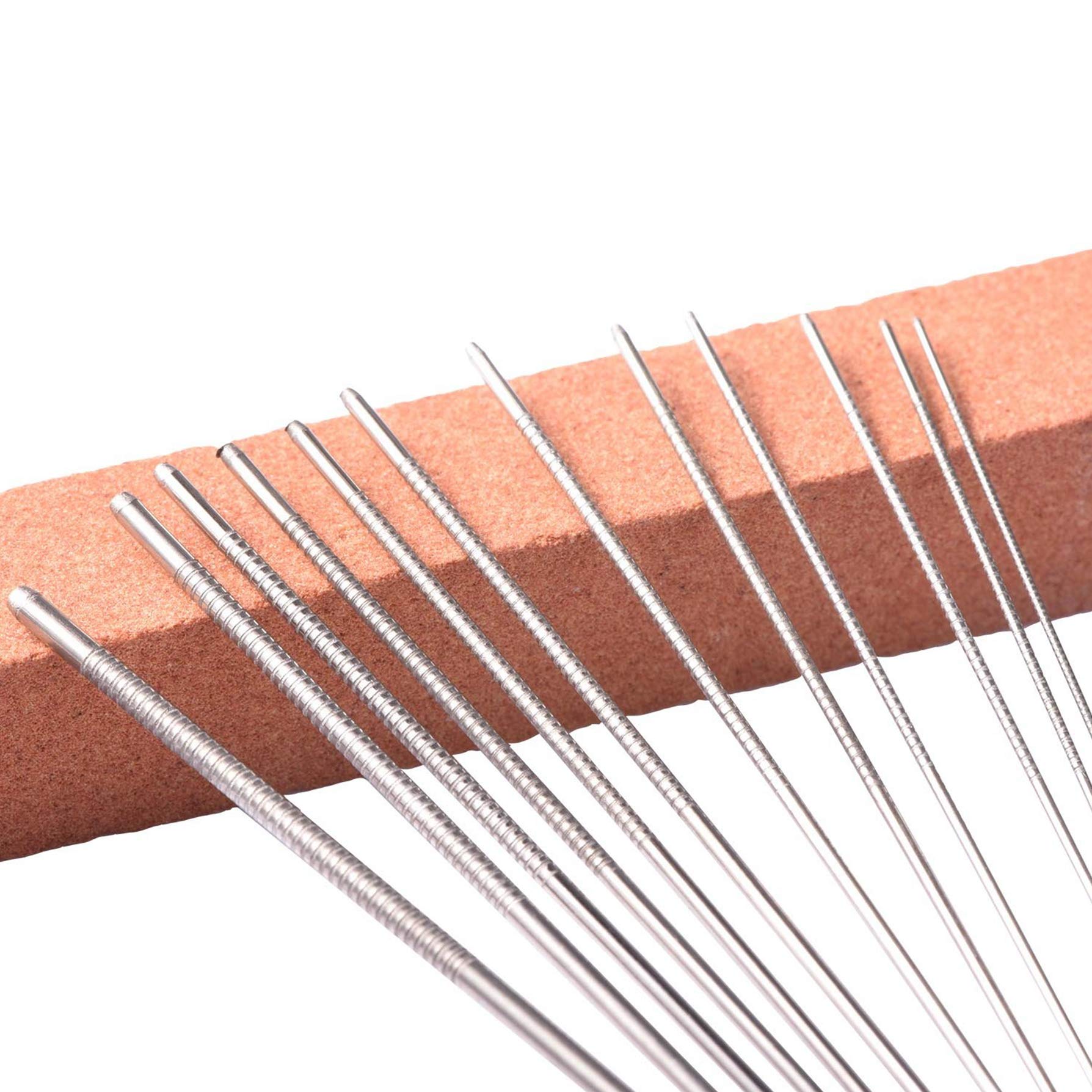 Guitar Bridge Saddle Nut File Set, 13 Different Size Stainless Steel Files with Grinding Stone for Electric Acoustic Guitar Ukul