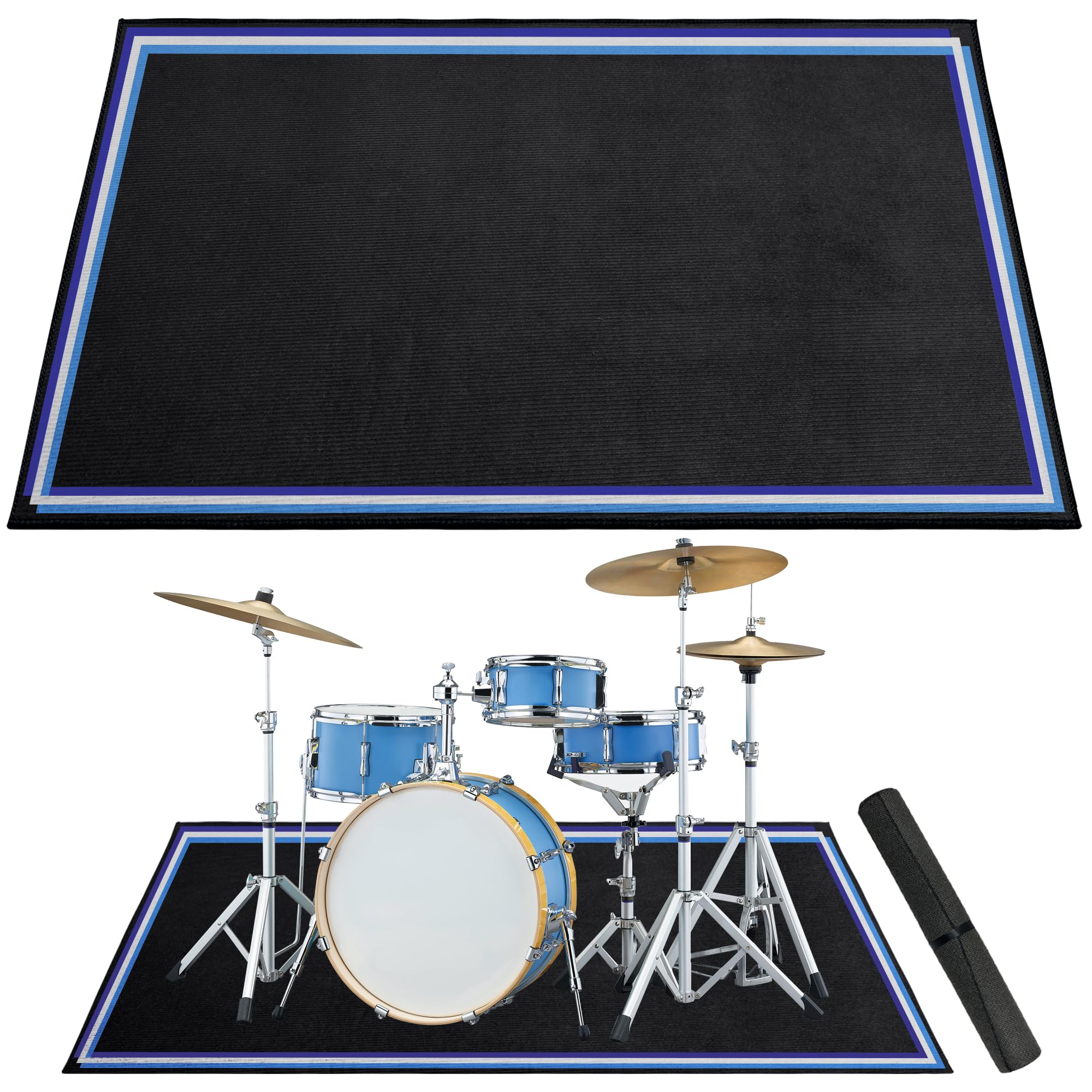 4 x 6 Ft Drum Rug, Colorful Drum Mat Non-Slip for Indoor Outdoor, Soundproof Drum Floor Mat for Electrical Drum, Drum Accessorie