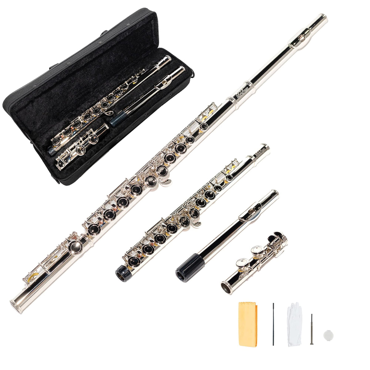 Lesage C Flutes Closed Hole 16 Key Silver Nickel Flute For Beginner Starter Student School Band With Flute Case Flute C Foot Off
