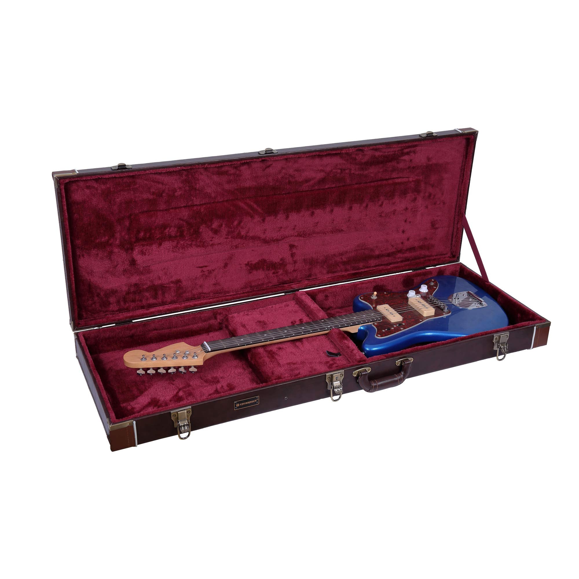 Crossrock Hardshell Wood Case For Jazzmaster/Jaguar Style Electric Guitars-Brown(Crw600Jmbr)