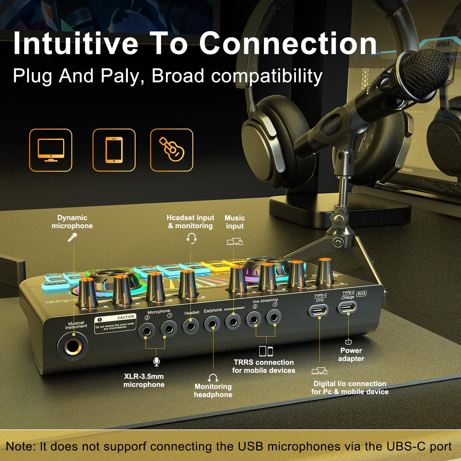 Podcast Equipment Bundle for 2 Mic Tiktok Video Content Creator Kit, Audio Interface DJ Mixer Sound Card Board Condenser Microph