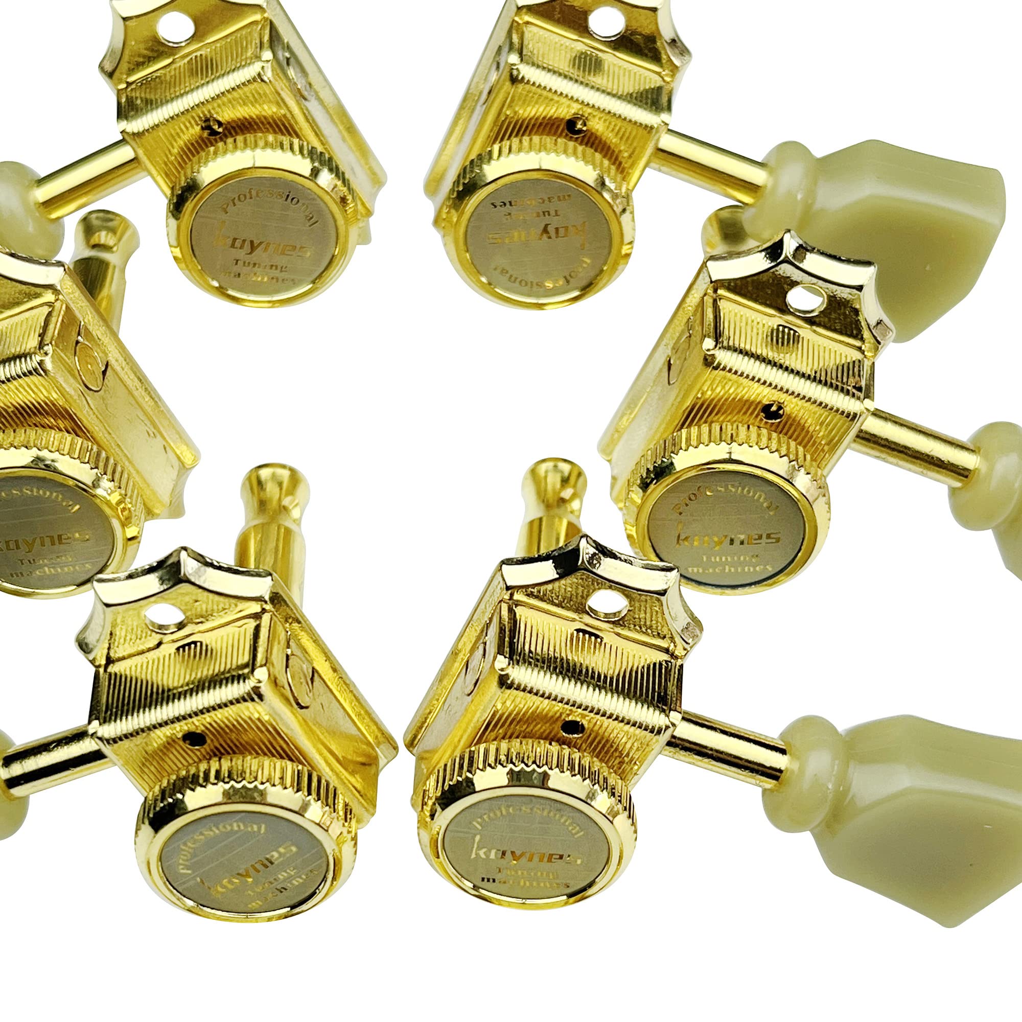 Kaynes 3x3 Guitar Lock String Tuning Pegs - Gold Vintage Deluxe Style Locking Tuners Keys Machine Heads Tuners for Les Paul LP S