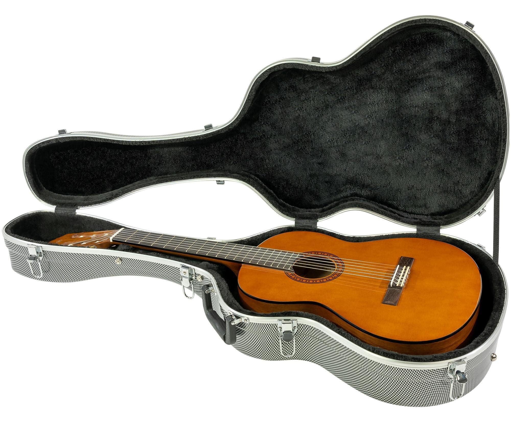Gearlux Deluxe ABS Molded 40-Inch Classical Guitar Hard Case with Exterior Lock and Key, Accessory Compartment, and Plush Interi