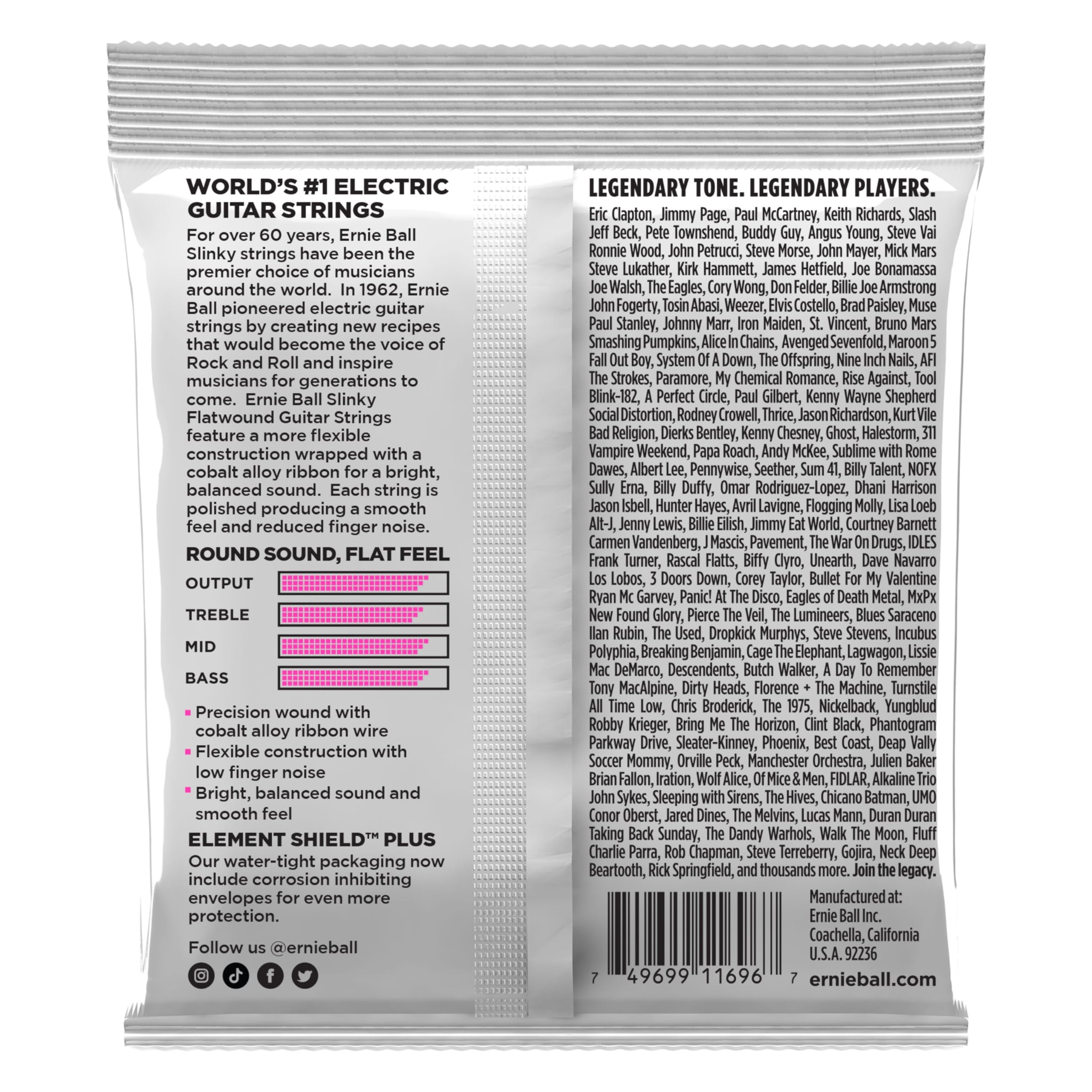 Ernie Ball Super Slinky Flatwound Electric Guitar Strings 9-42 Gauge (P02593)