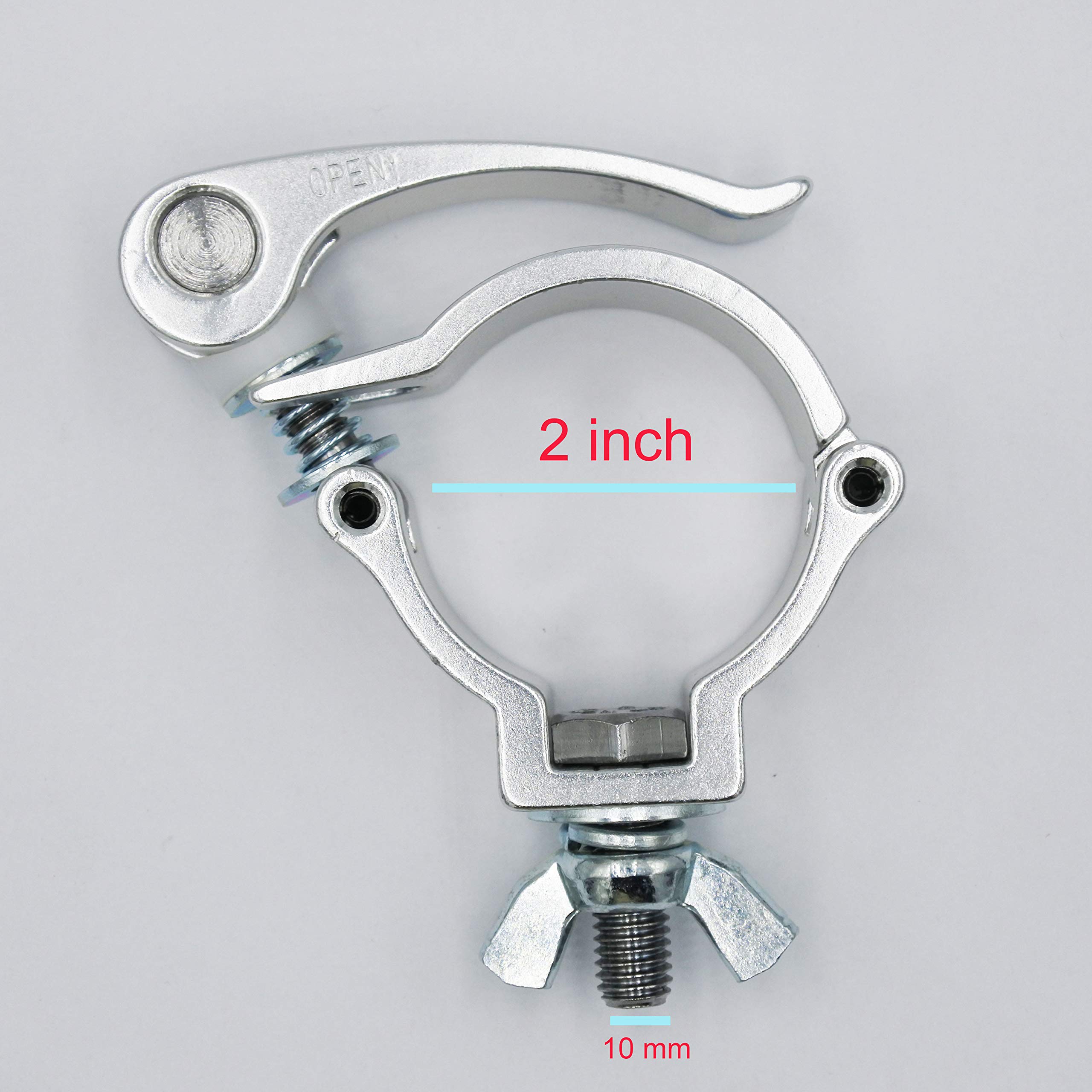 Quick Release Stage Light Clamps Fit 2 inch OD Truss Pipe Heavy Duty 220 Lbs Aluminum Alloy for Moving Head Light Par Lighting S