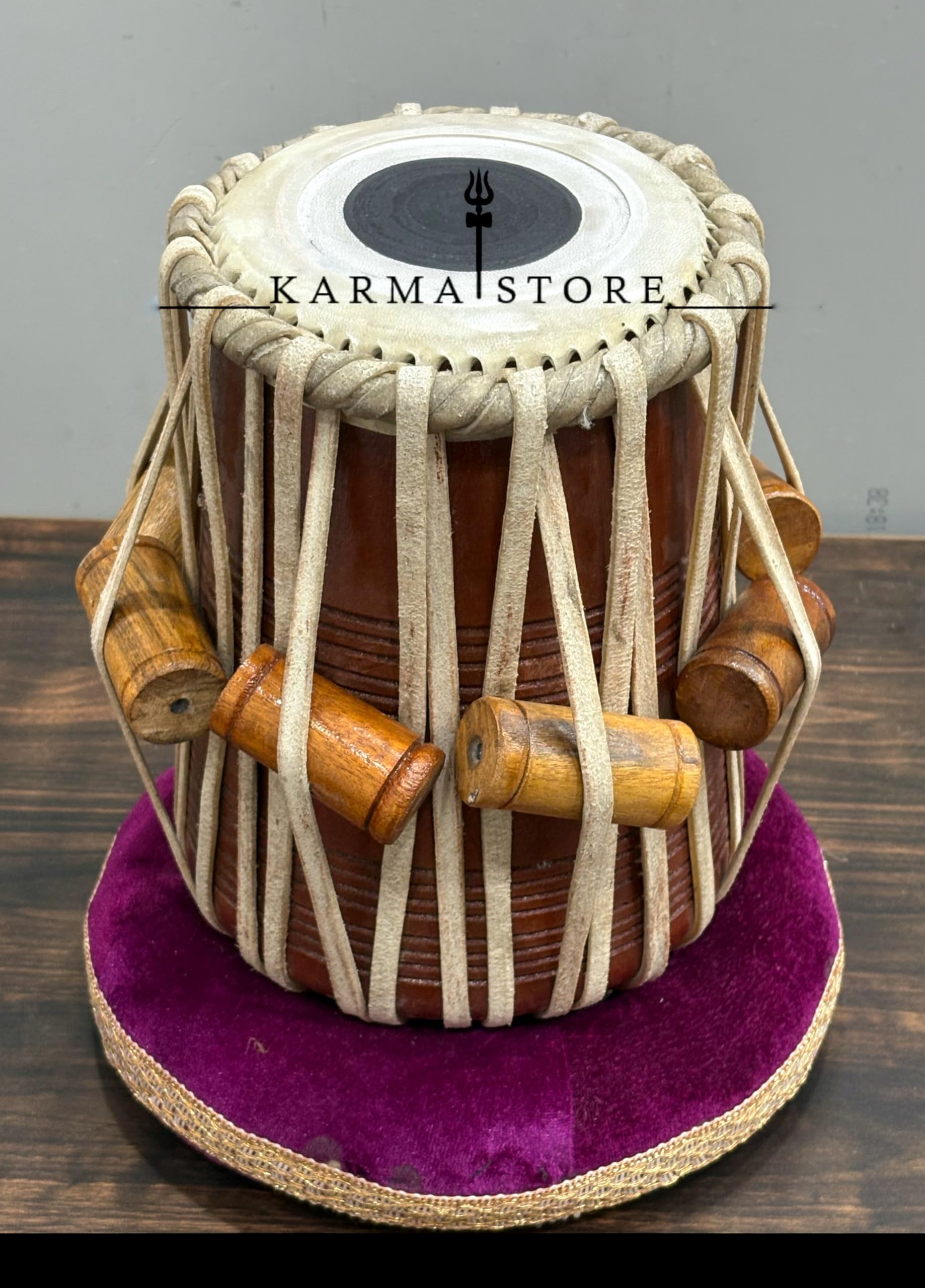 Karma Store Handcrafted Wooden Tabla Drum (Dayan) - Indian Classical Percussion Instrument With Tuning Blocks