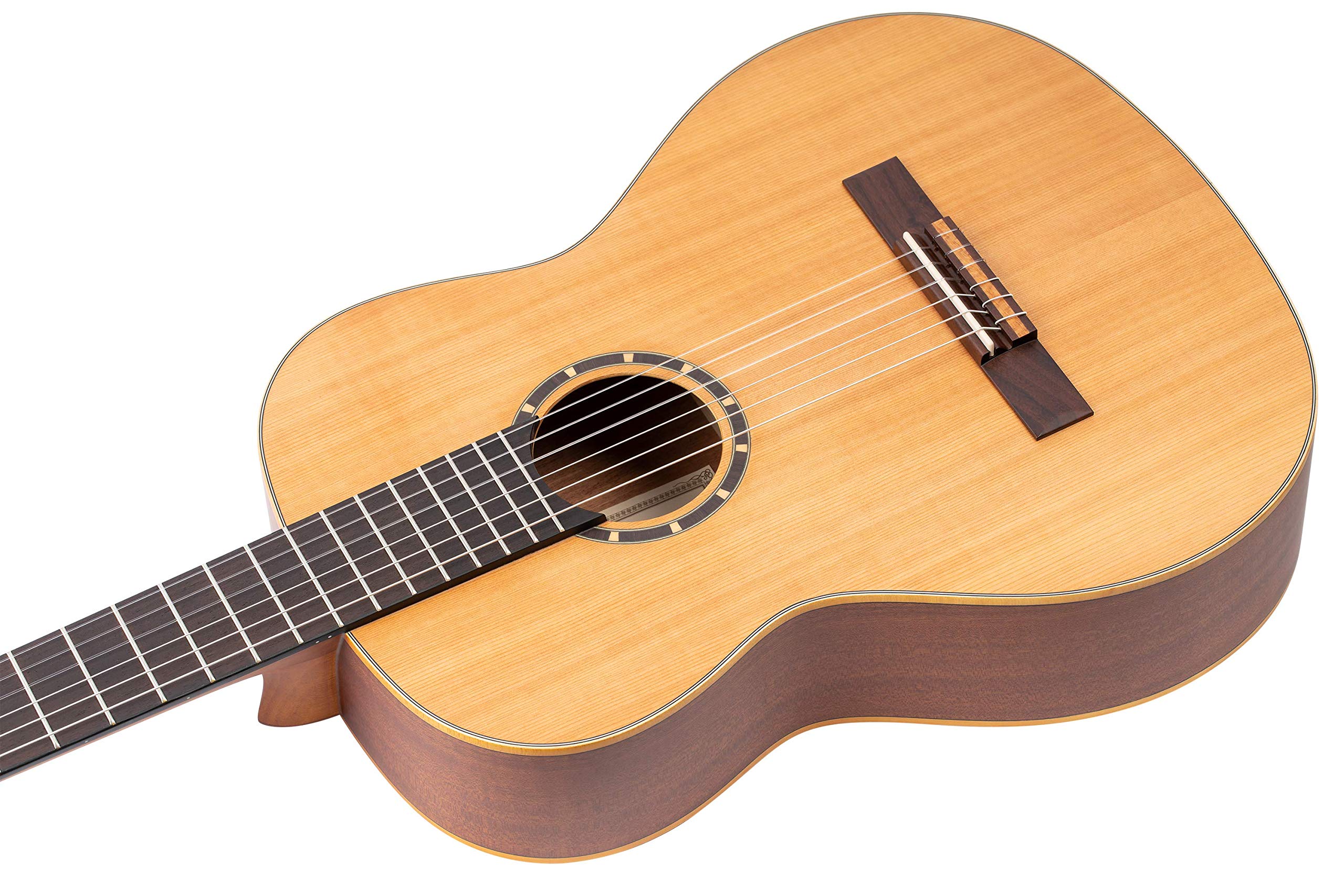 Ortega Guitars 6 String Family Series Full Size Nylon Classical Guitar w/Bag, Right, Cedar Top-Natural-Satin, (R122)