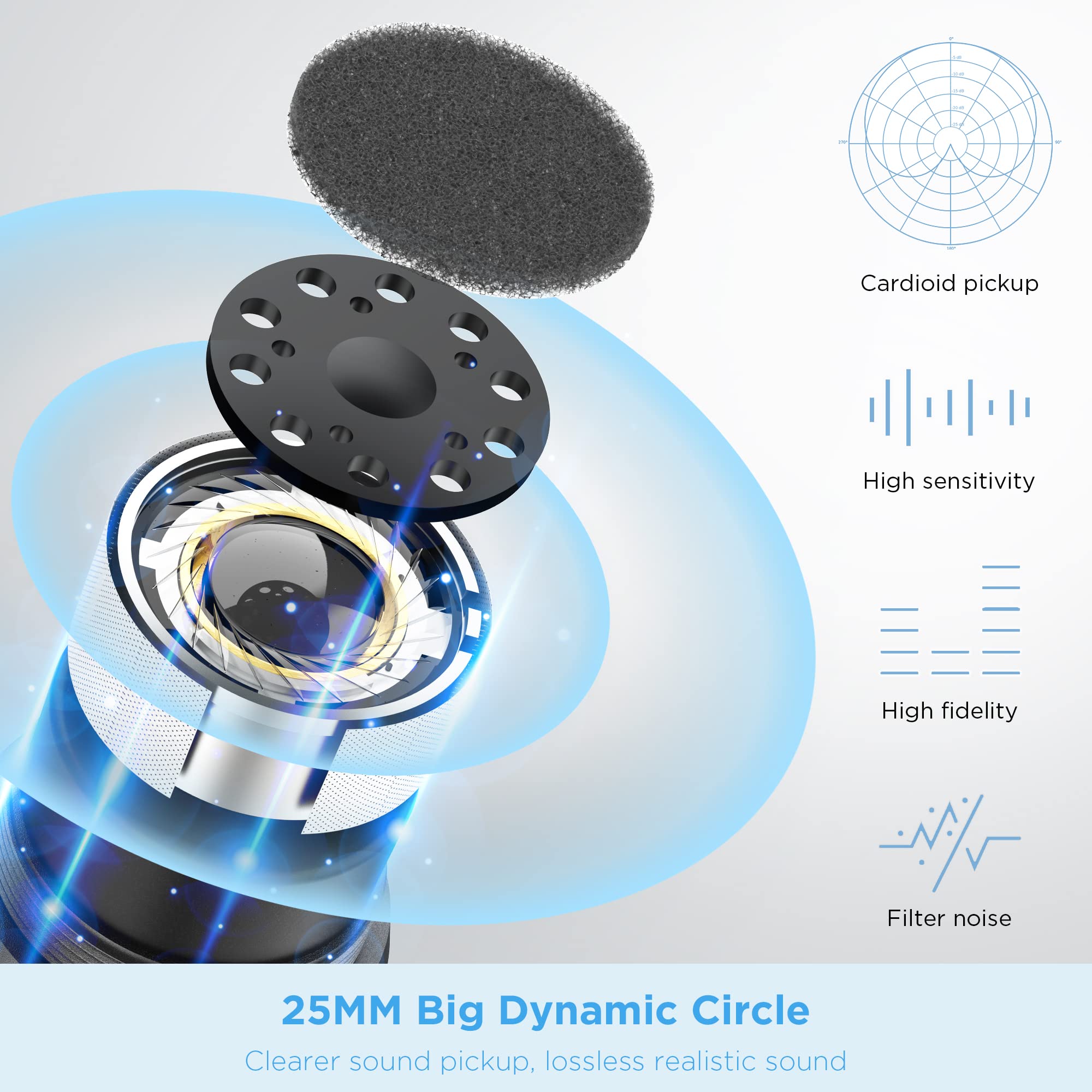 Bietrun Wireless Microphone, UHF Single Handheld Cordless Dynamic Metal Mic Set with Rechargeable Receiver, 1/4'' Plug Output, f