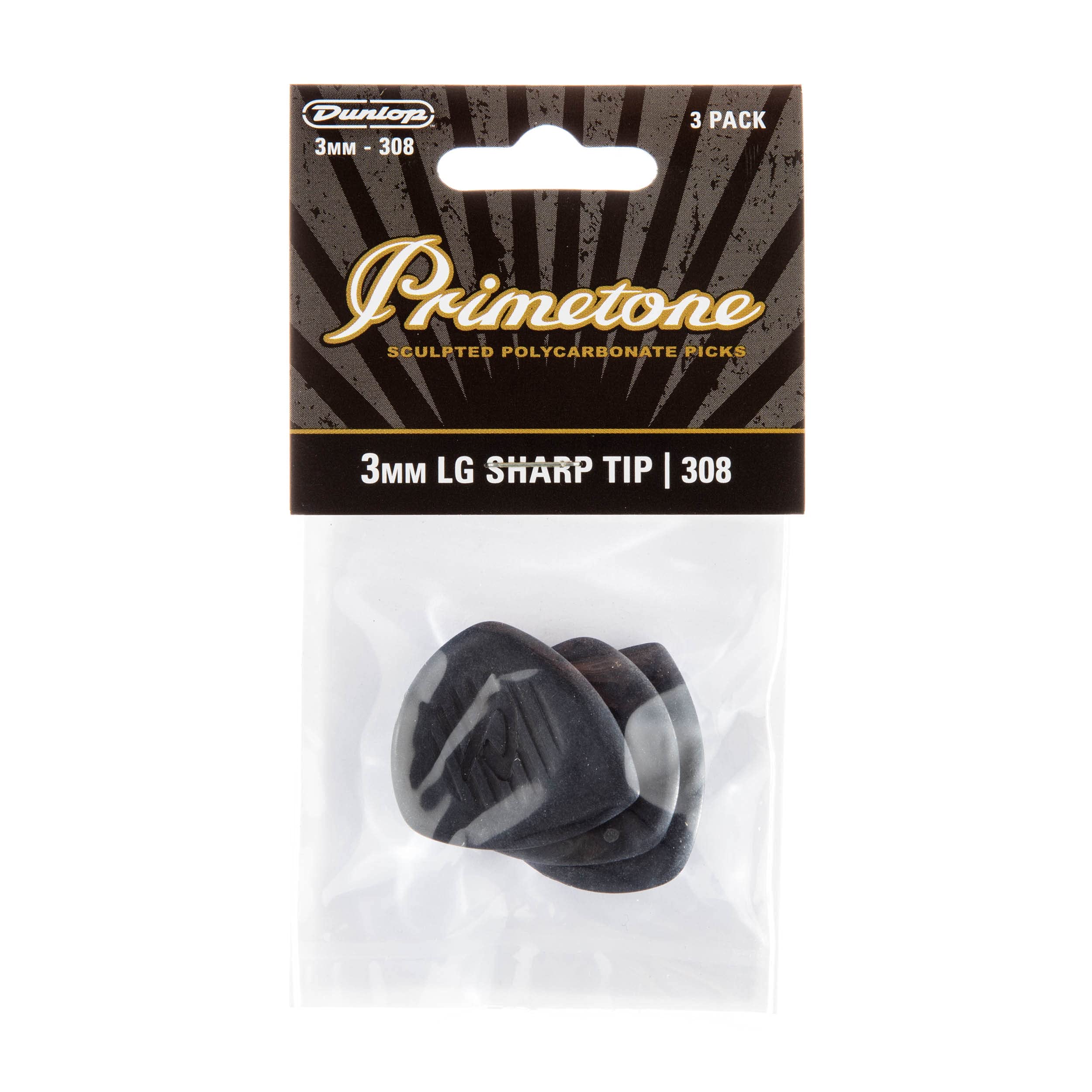 Dunlop 477P308 Primetone, Large Point Tip, 3.0mm, 3/Player's Pack