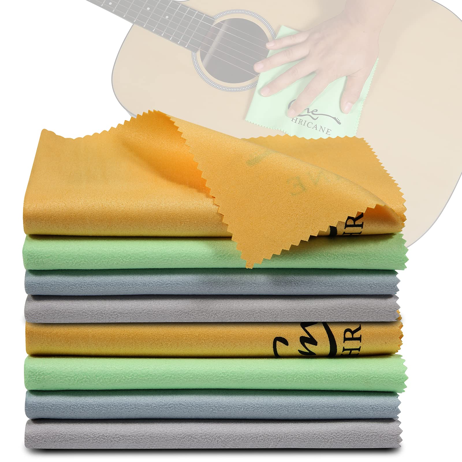 Hricane Guitar Cloths Ultrafine fiber suede (8-Pack 12''x12'') Plush Polishing Cloths for Musical Instruments Premium Polishing