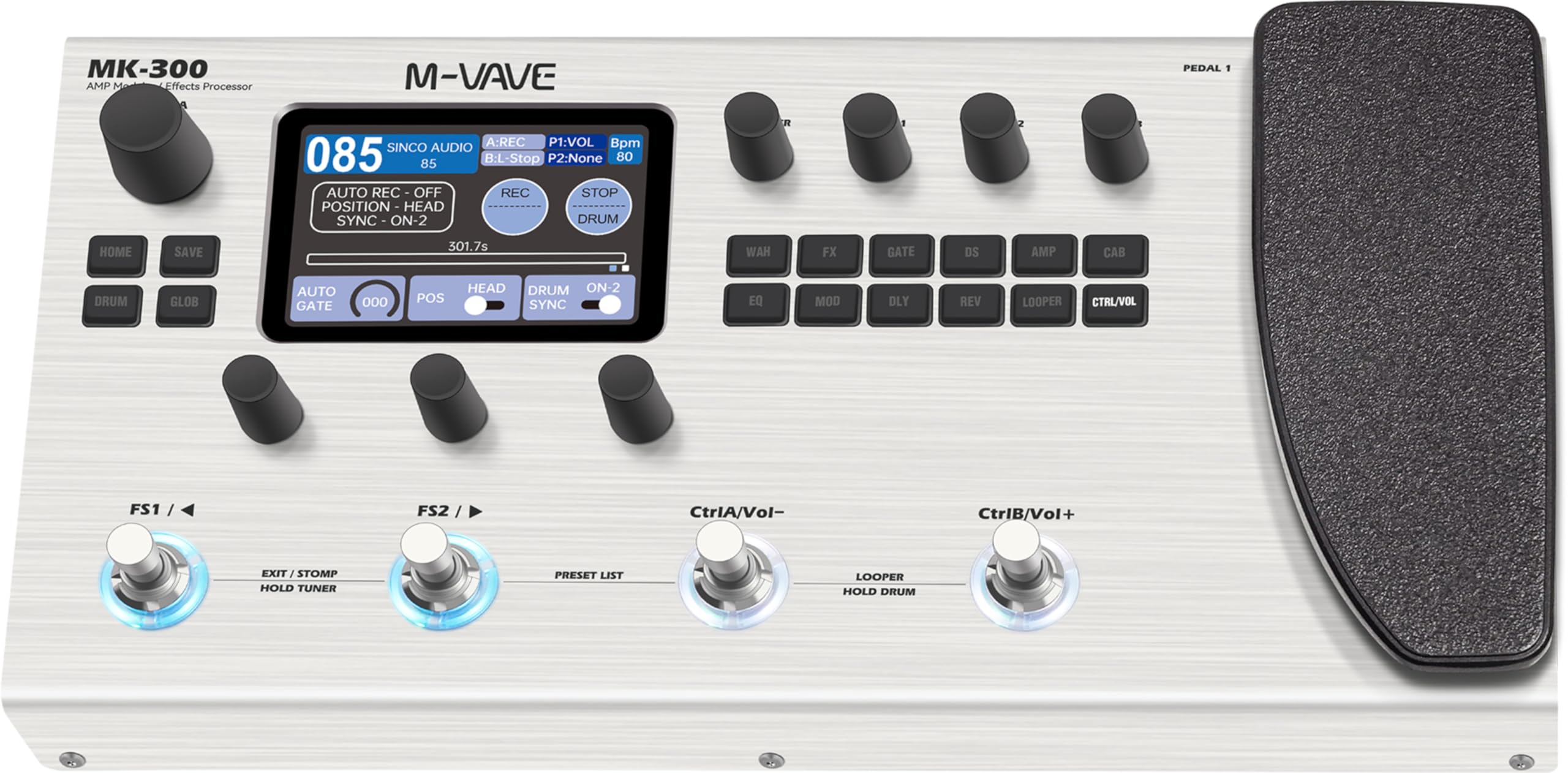 M-VAVE Guitar Bass AMP Modeler & Effects Processor, 300+ Effects, 160 Presets, Looper, Drum Machine With 10 Hours Lithium Batter
