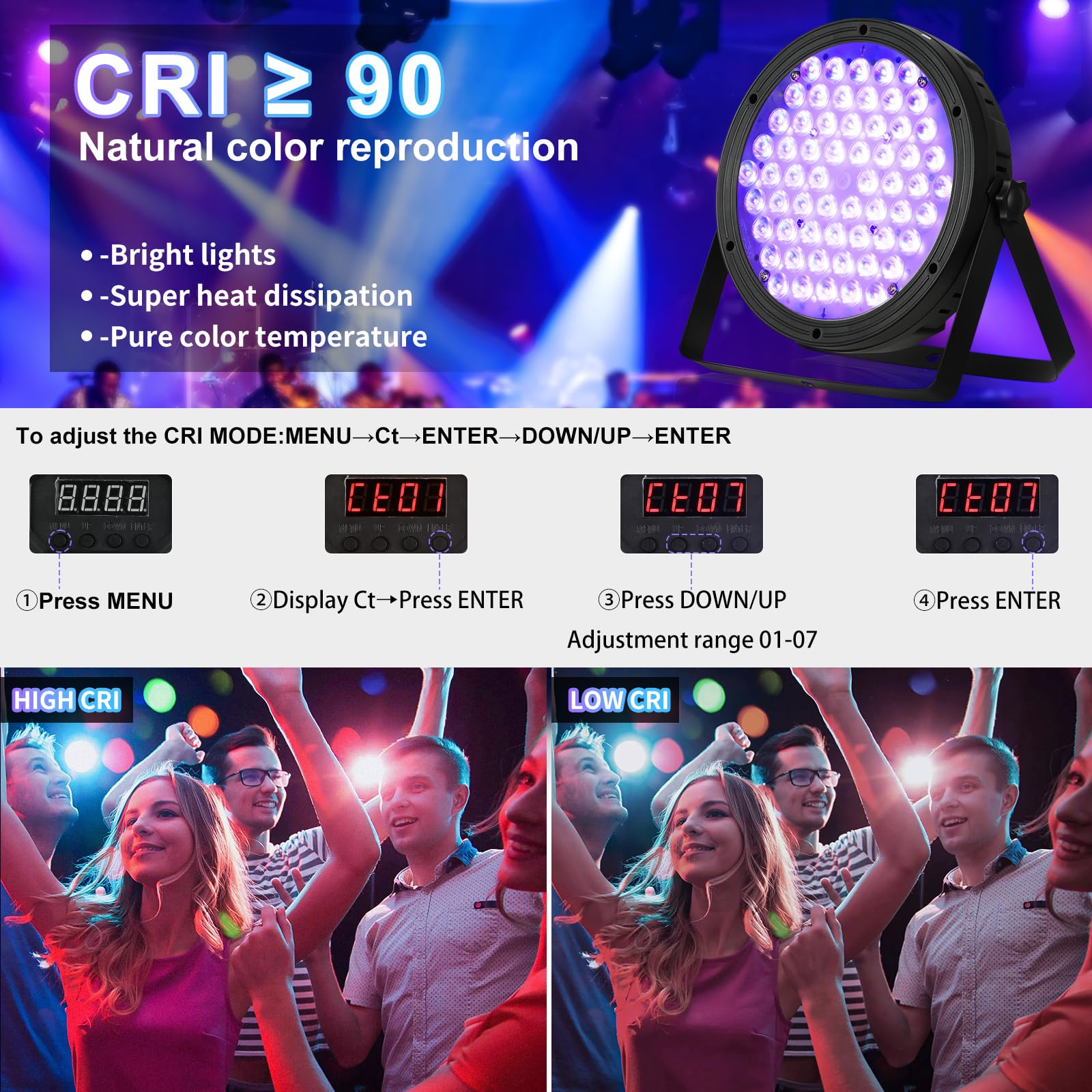 BETOPPER Stage Lighting 120W Par Light RGBW 4-in-1 Stage Lights, DJ Light DMX for Concert and Events,1 Pack