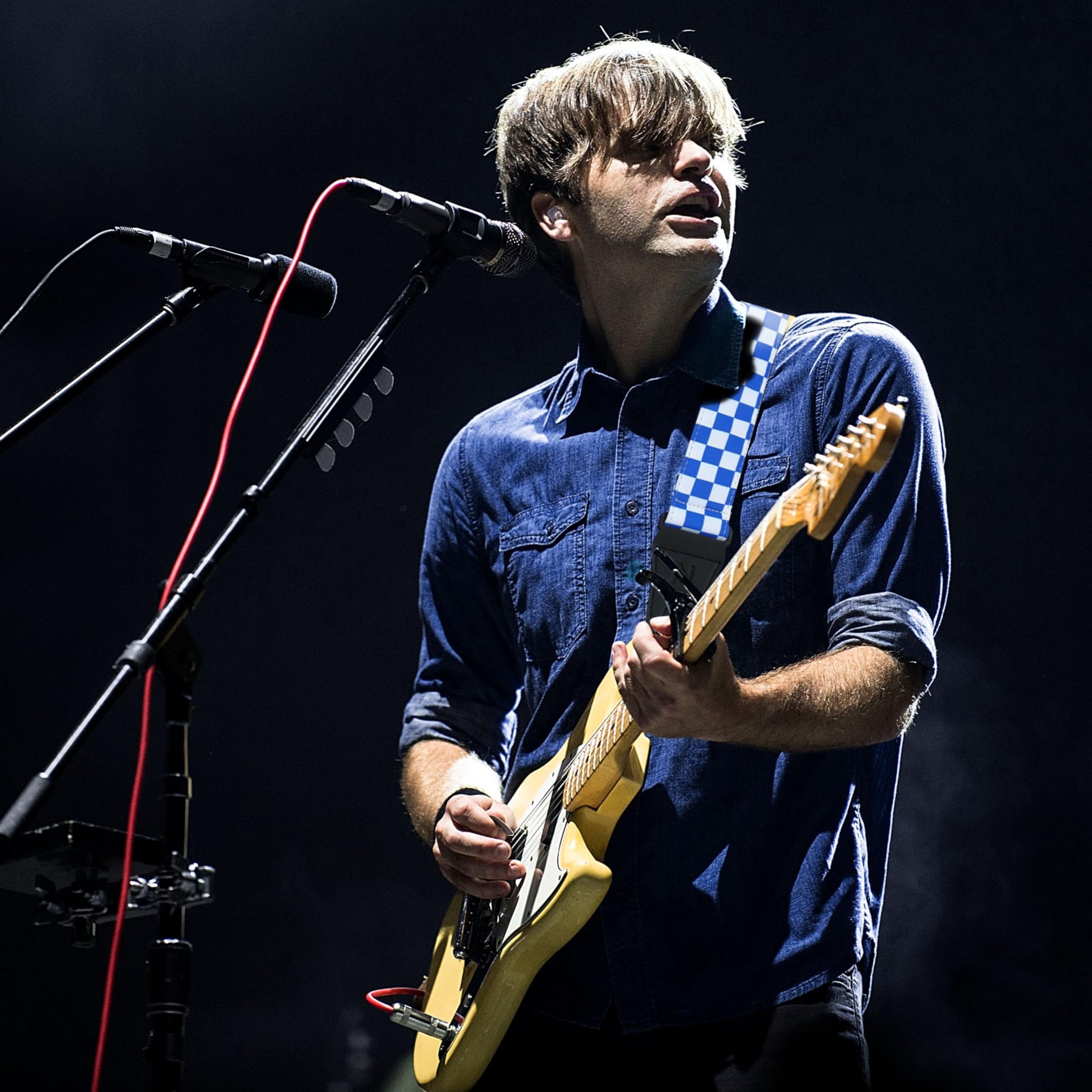 Nefelibata Guitar Strap-2'' Wide Double Layer Cotton Original Design Adjustable Guitar Straps with Long Leather Ends for Bass, E