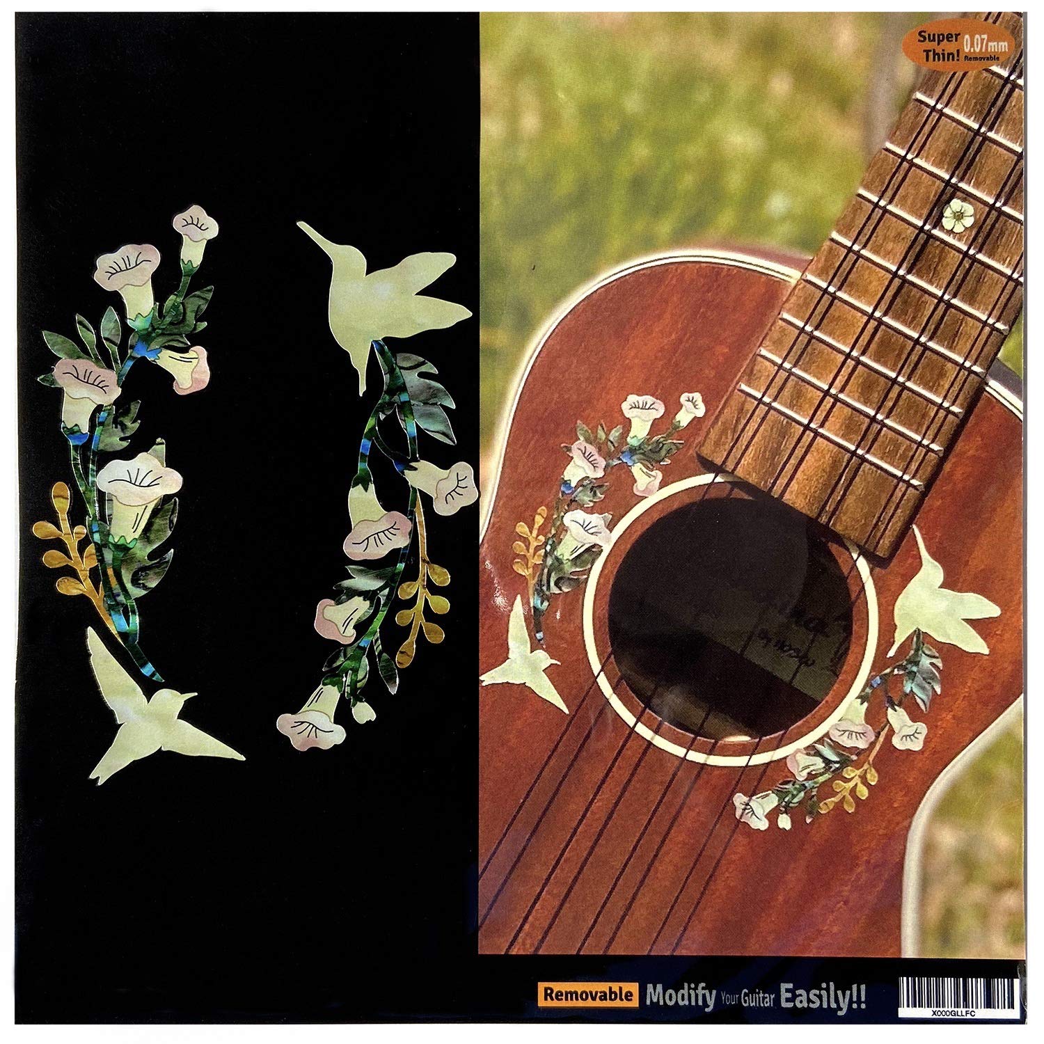 Rosette/Purfling Sound-hole Inlay Stickers Decals for Ukuleles - Hummingbirds