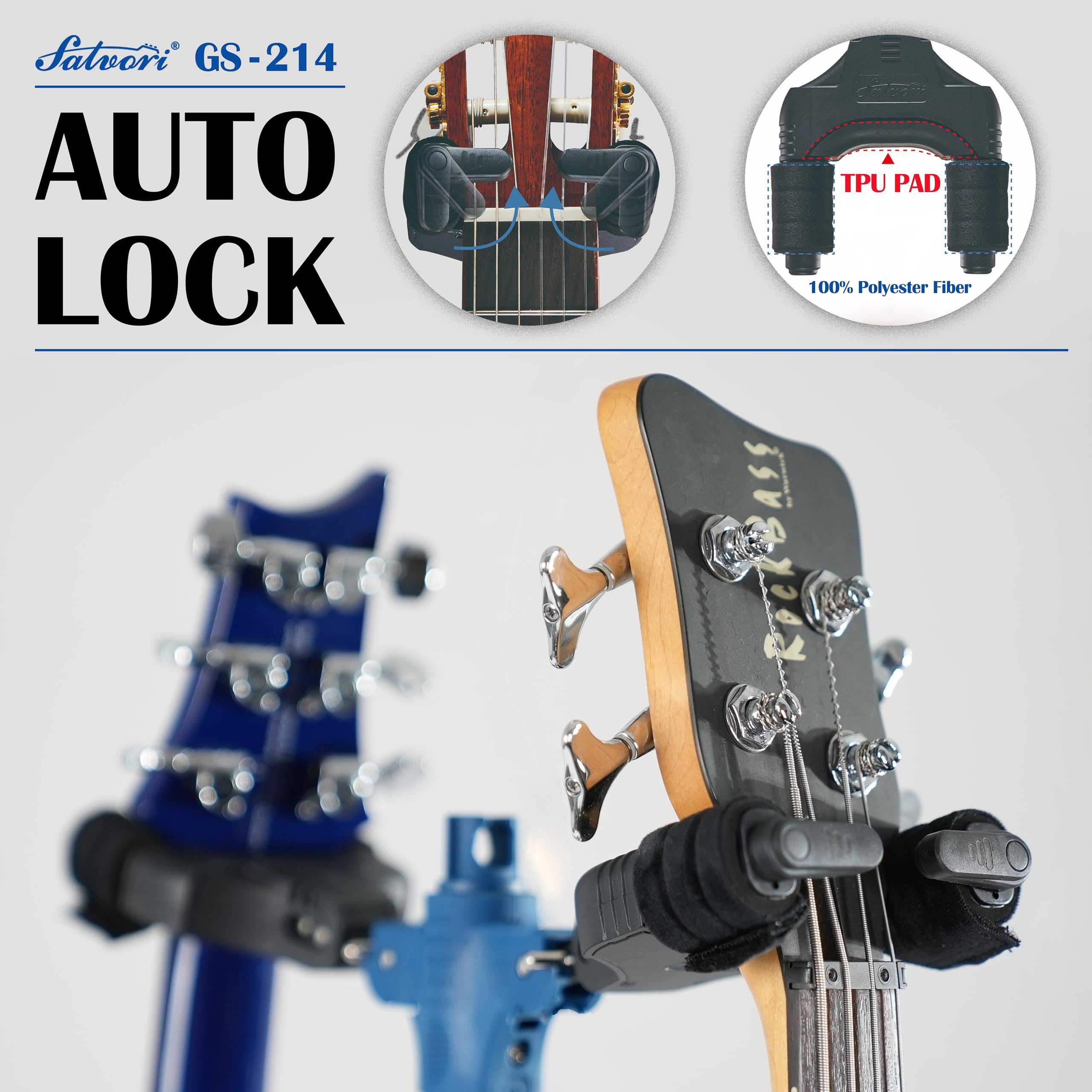 Salvori Folding Quadruple Guitar Stand with Auto-Lock System and Soild Tripod, Quadruple/Multiple Guitar Stand/Holder/Rack for S