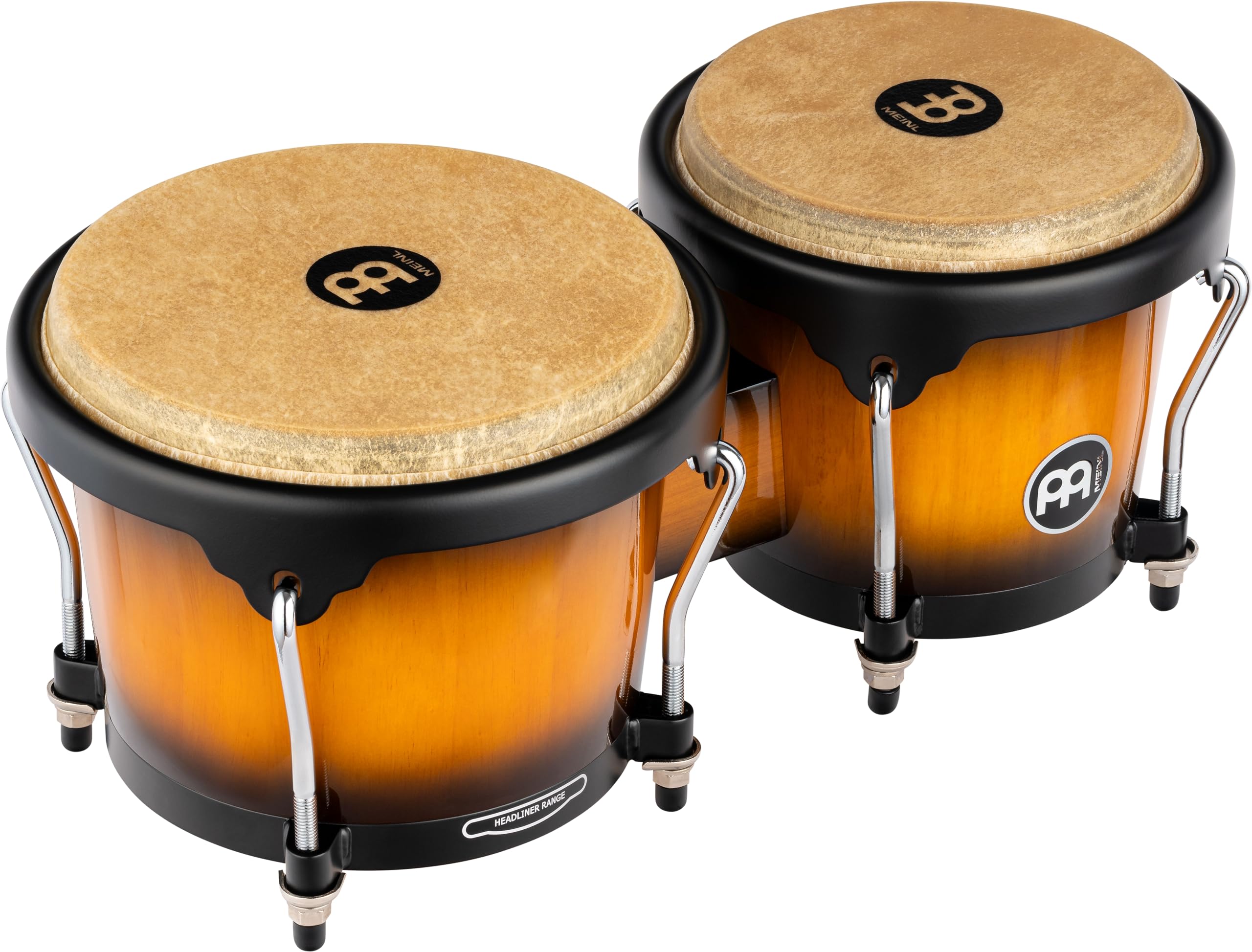 Meinl Percussion Bongos Hand Drum Set 6.75 and 8 with Hardwood Shells and Tuning Key - NOT Made in China - Headliner Series, 2-Y